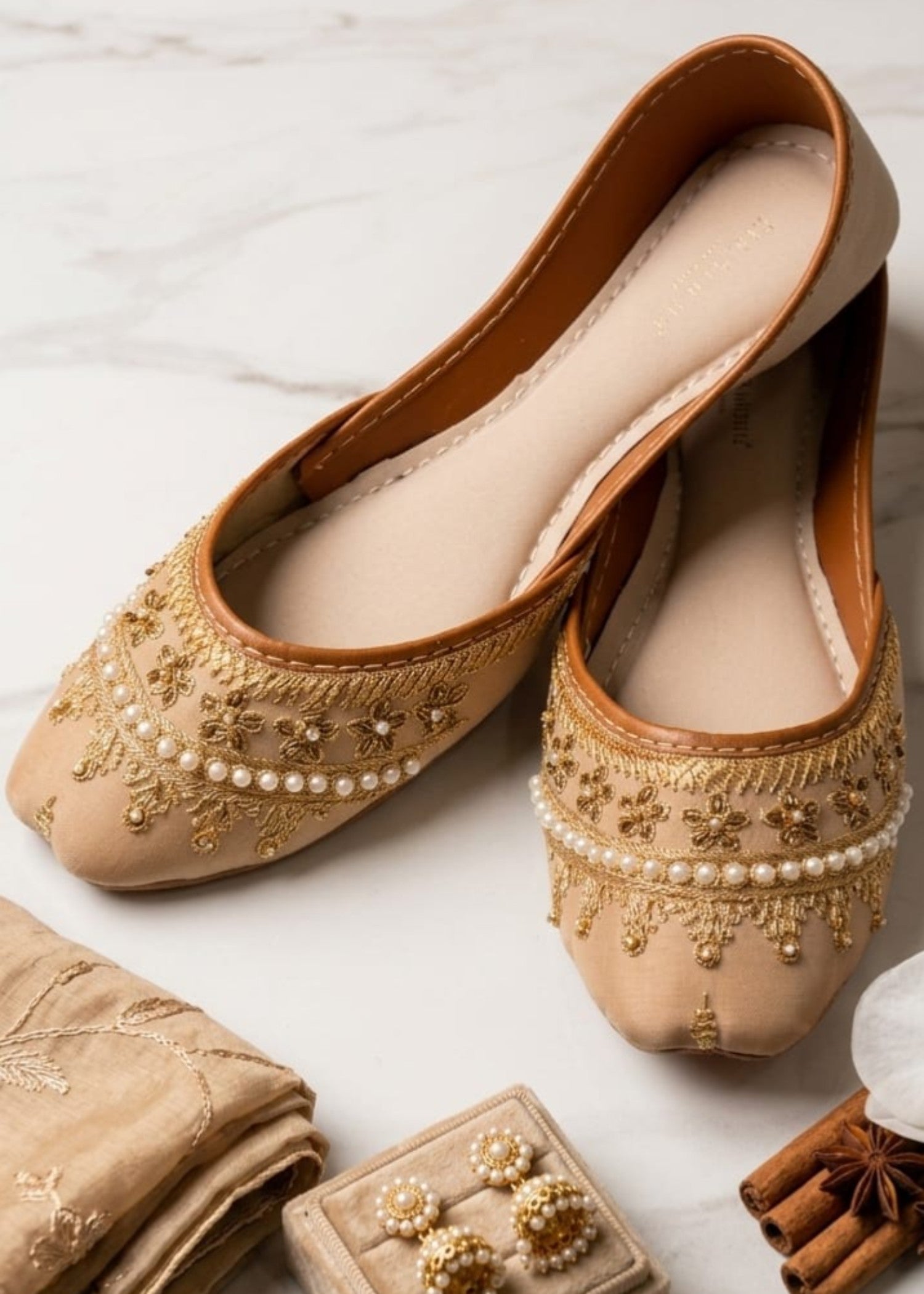 Khussa in Beige by - High Quality Women Khussa PVK6460