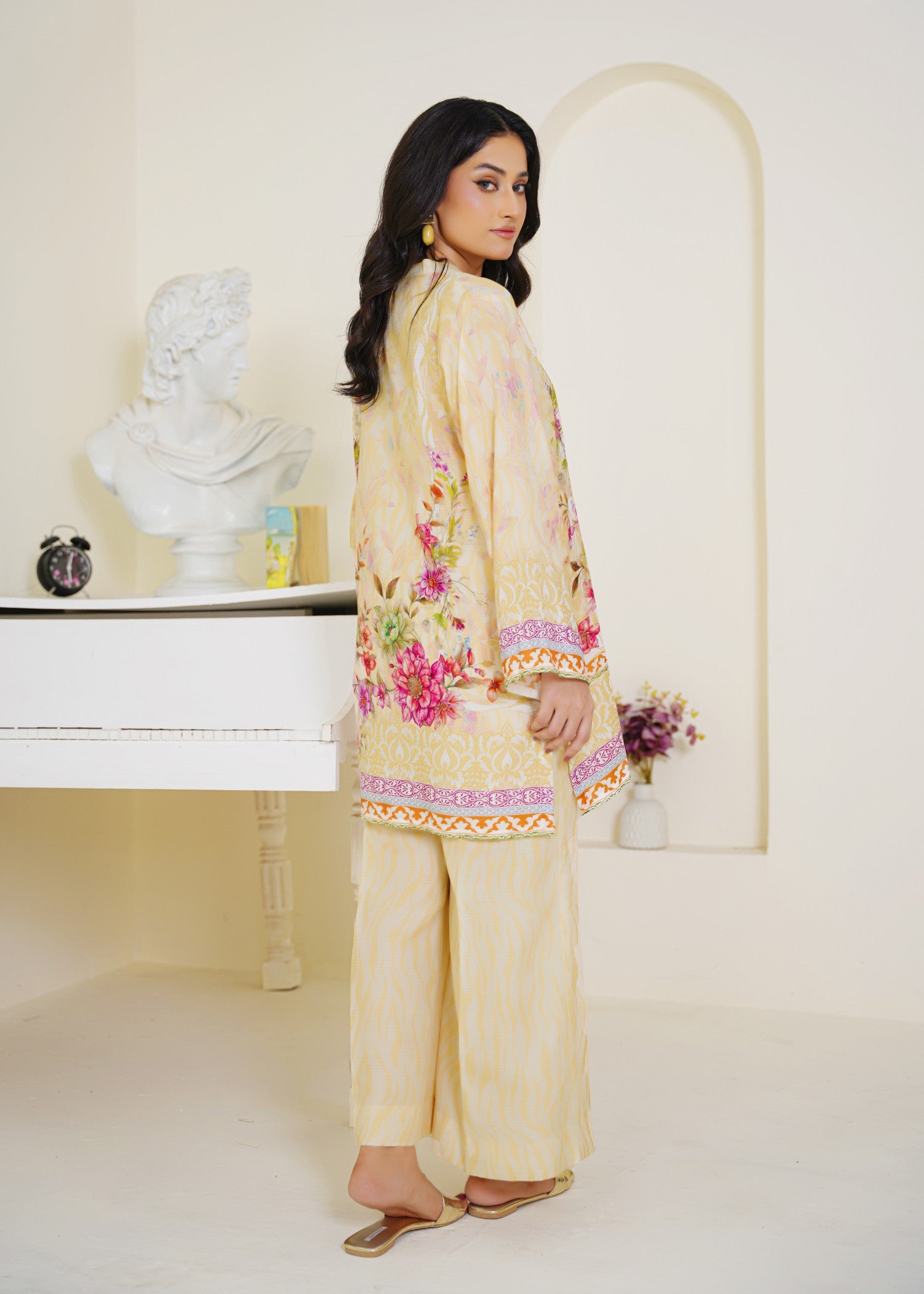 slub cambric Co Ord Sets in Lemon chiffon