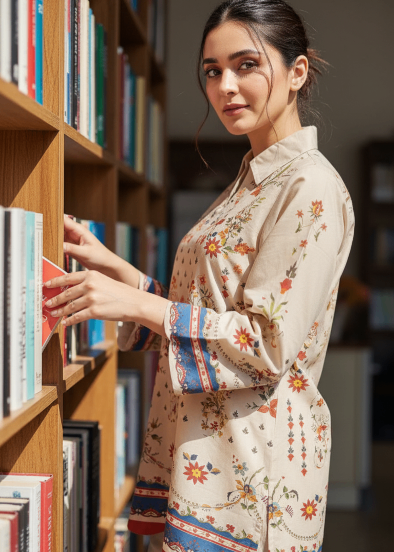 cambric Kurta Set in Cream