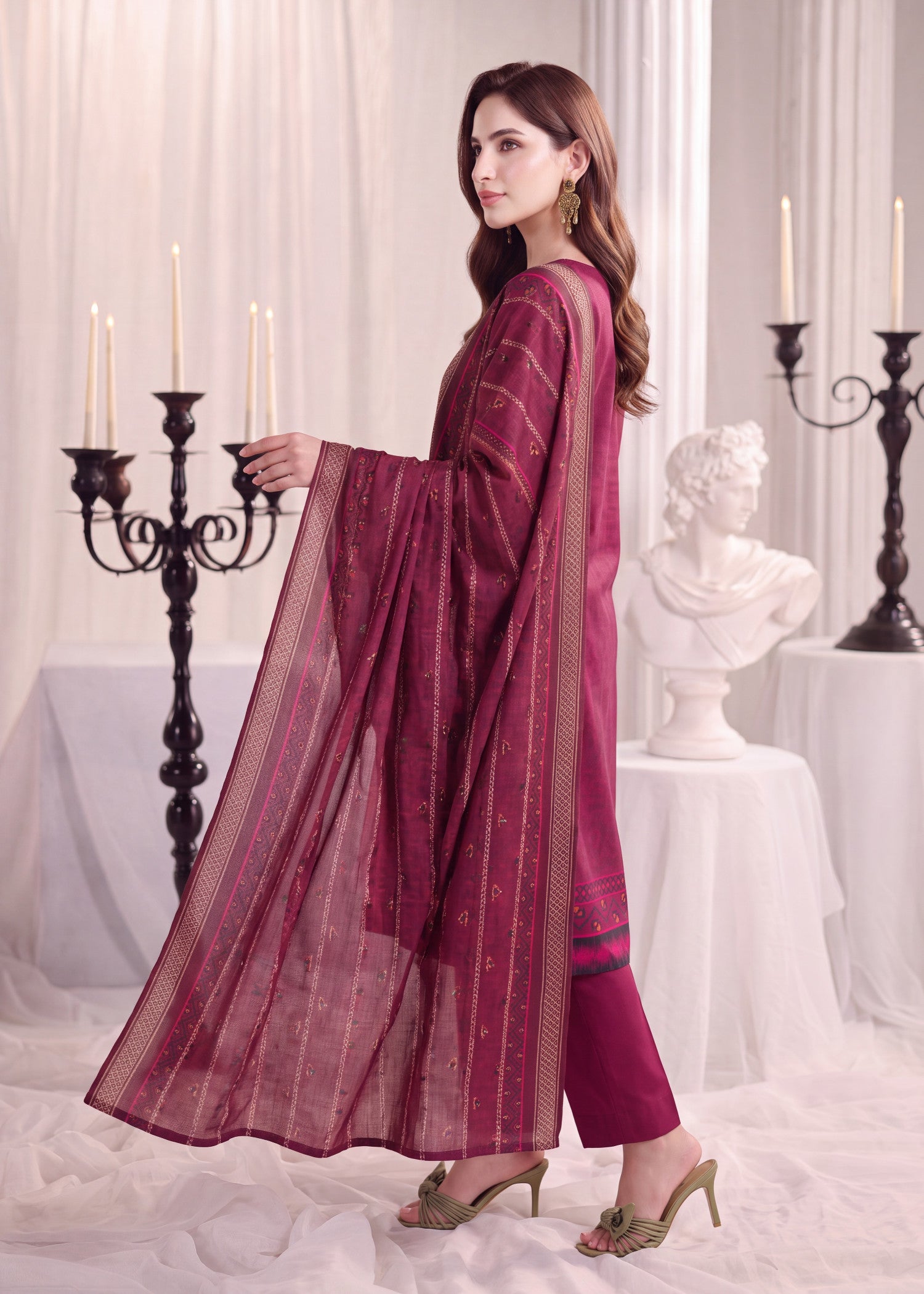 wool Unstitched in Maroon