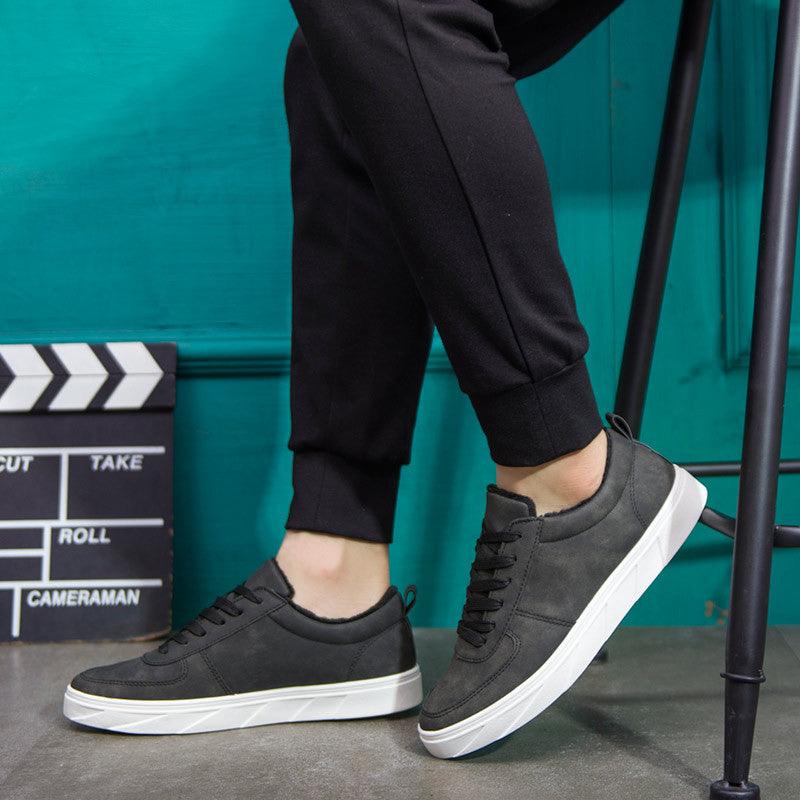 2021 autumn and winter new men's shoes suede shoes low to help students shoes sports shoes plus cotton plus velvet