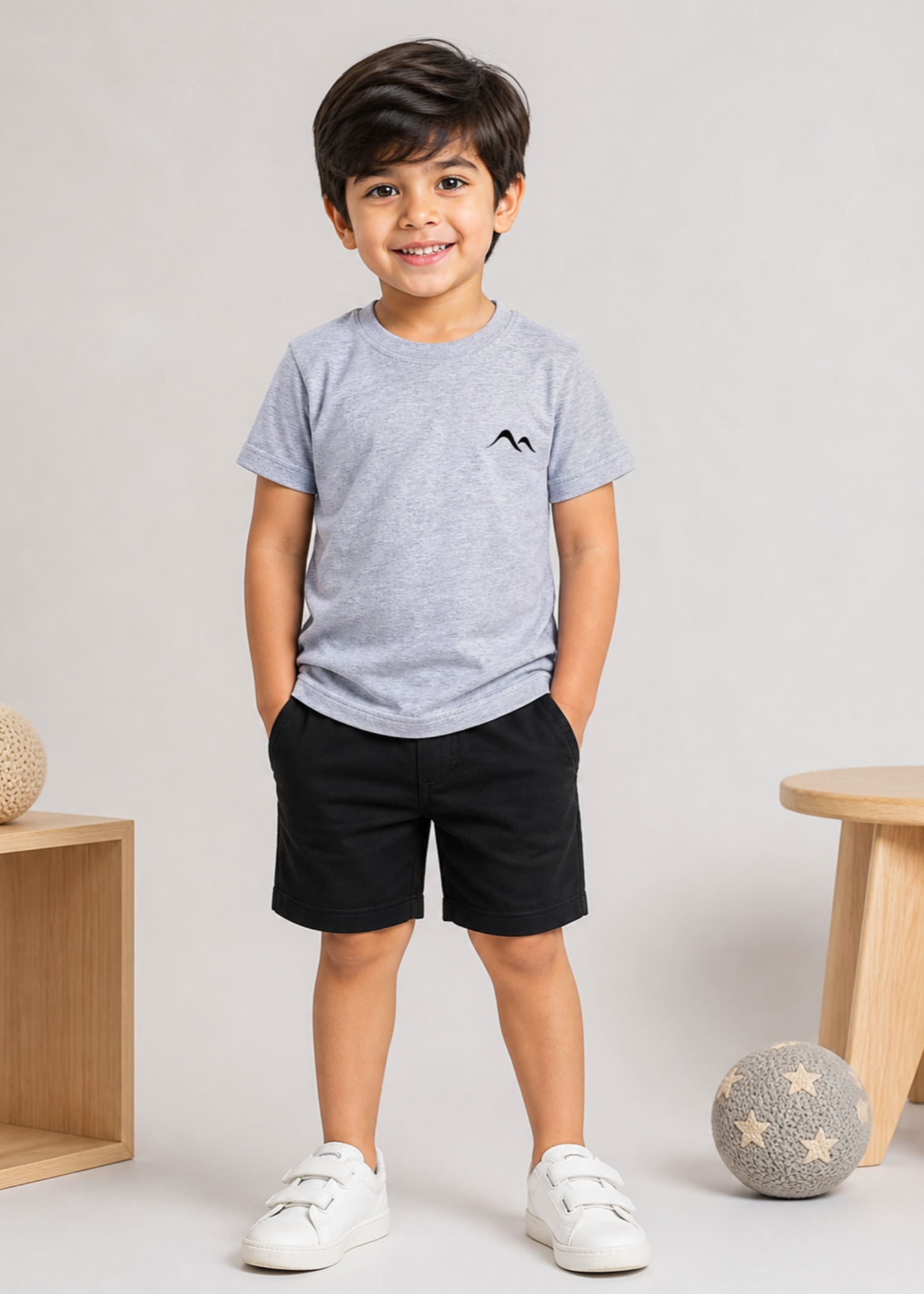melange jersey knit T Shirt in Pastel grey