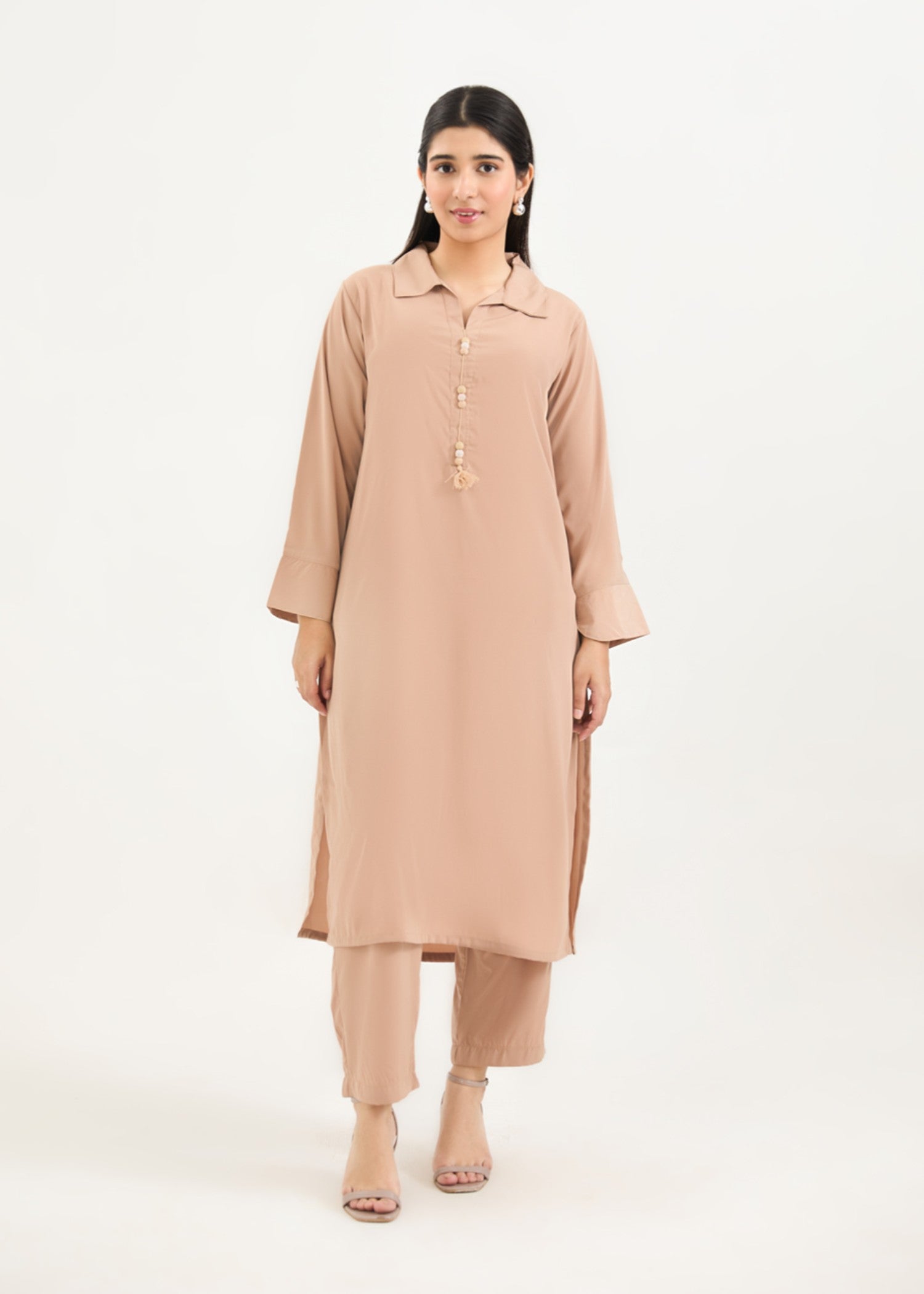 poly silk Co Ord Sets in Tan brown