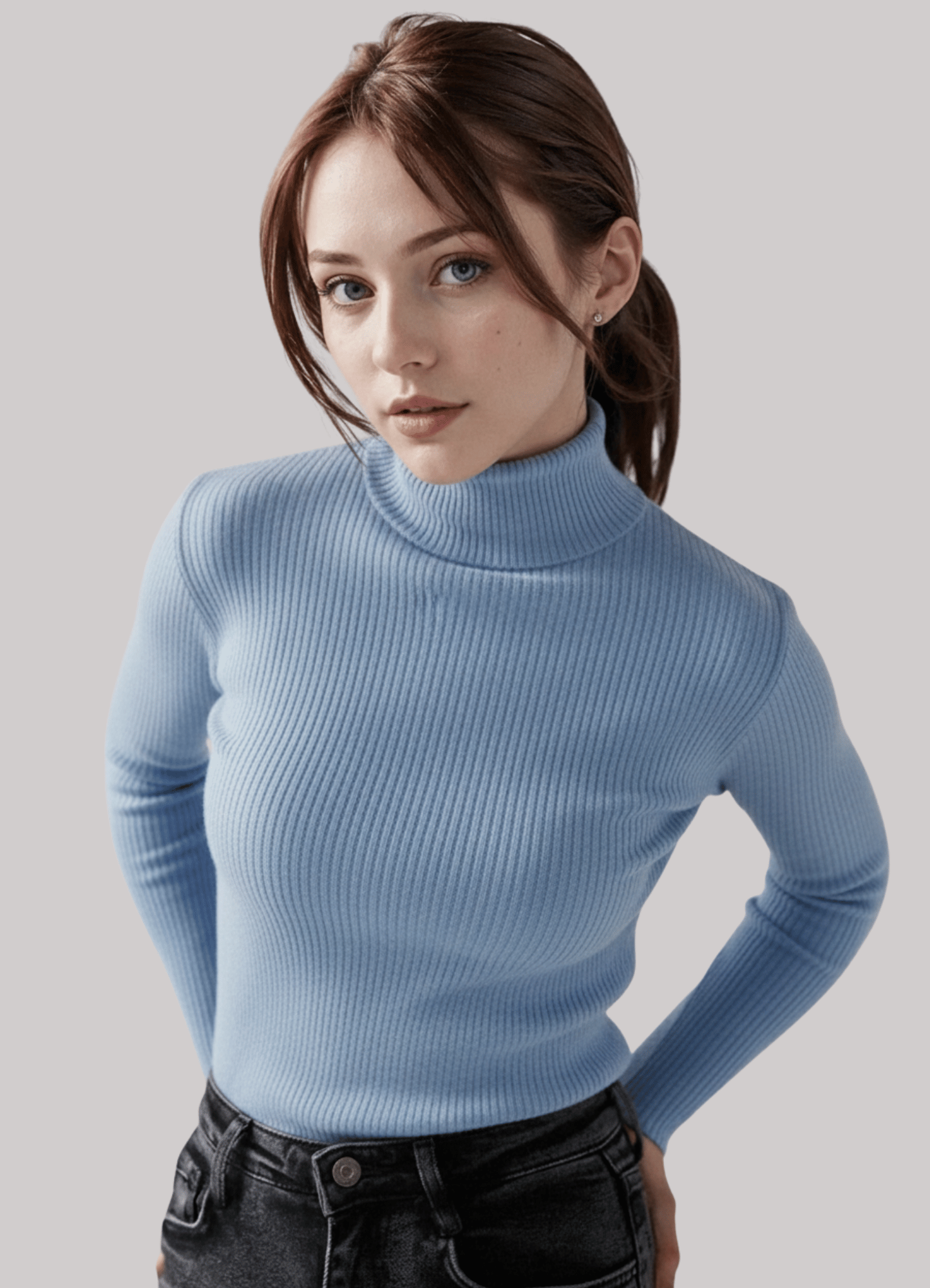 jersey knit Turtle Neck in Sky blue