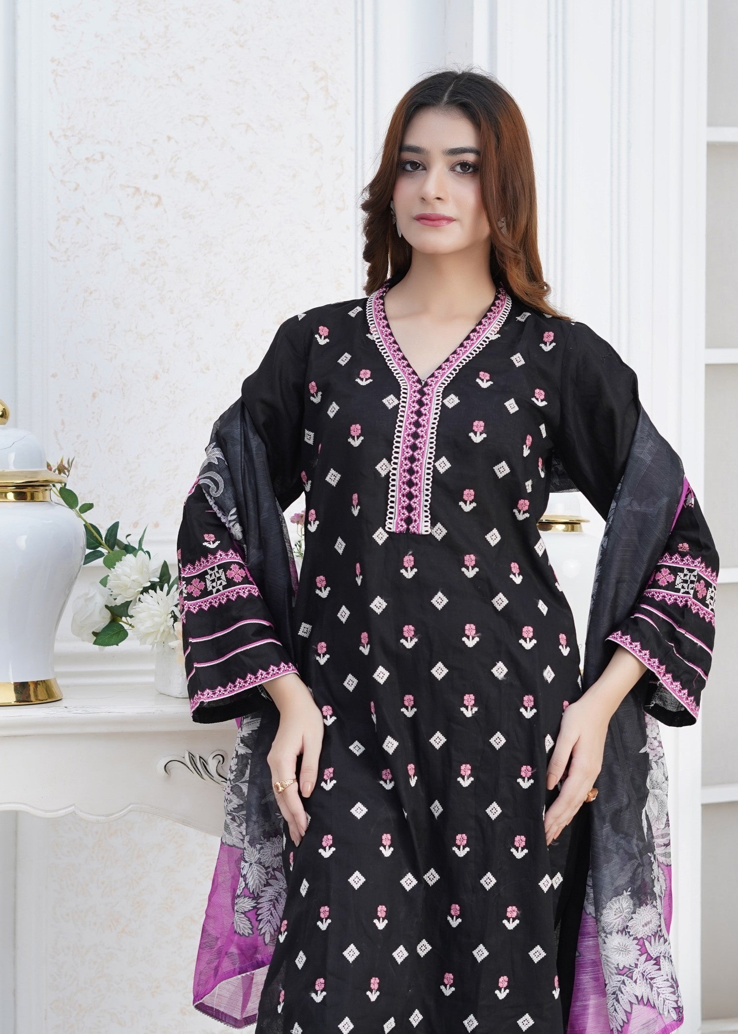 cotton Kurta Set in Jet black