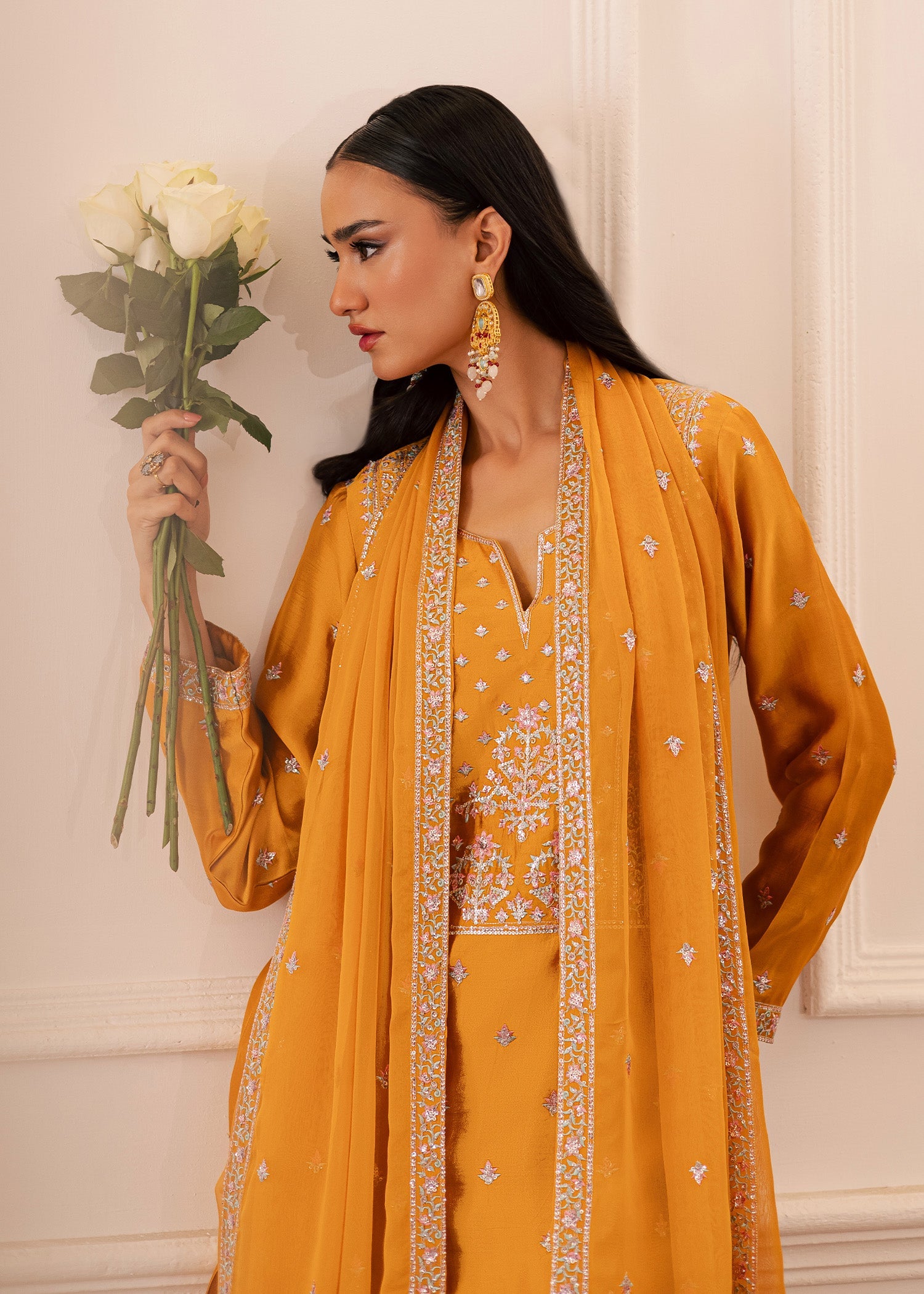 thai silk Kurta Set in Mari gold