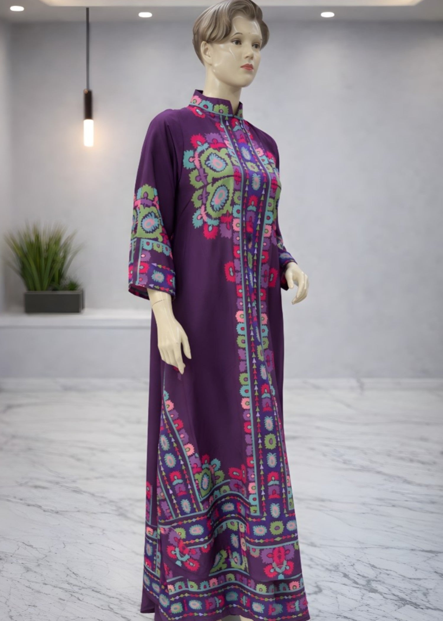 crepe Kurta Set in Purple
