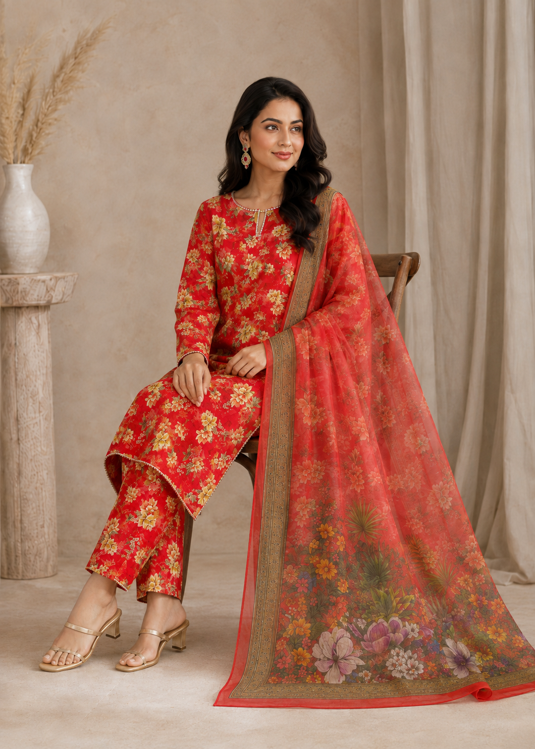 swiss lawn Unstitched in Scarlet