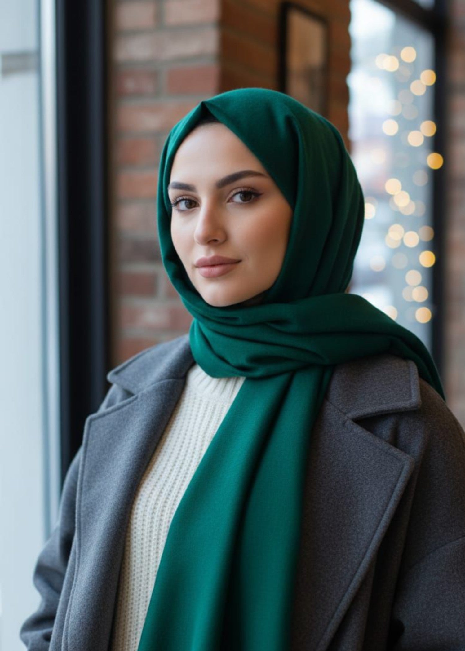 cashmere wool Hijab in Green