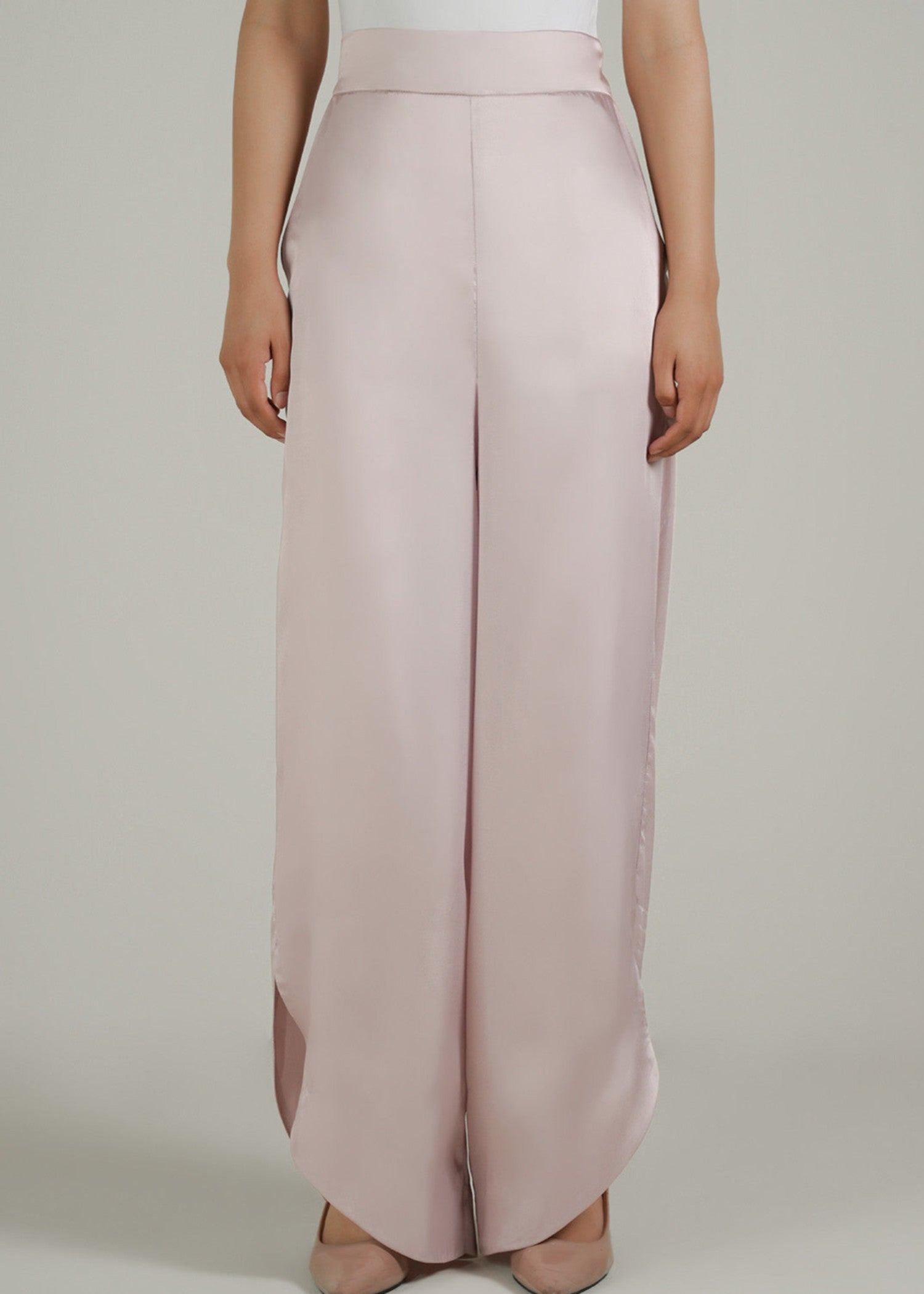 silk charmeuse Trousers in Pink