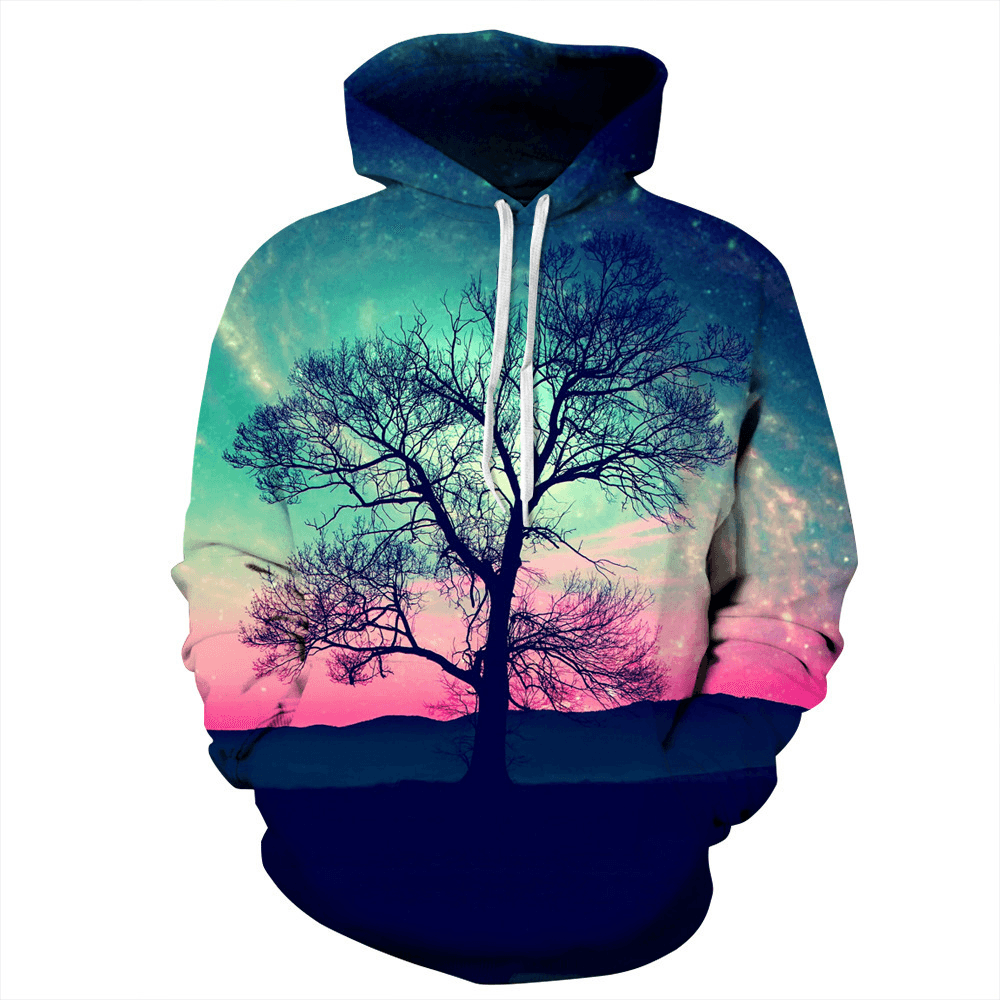 Factory Direct 3D Digital Printing Landscape Painting Cover Cap Loose Vouple''S Sweater Autumn and Winter Chaozhou Leisure Wear