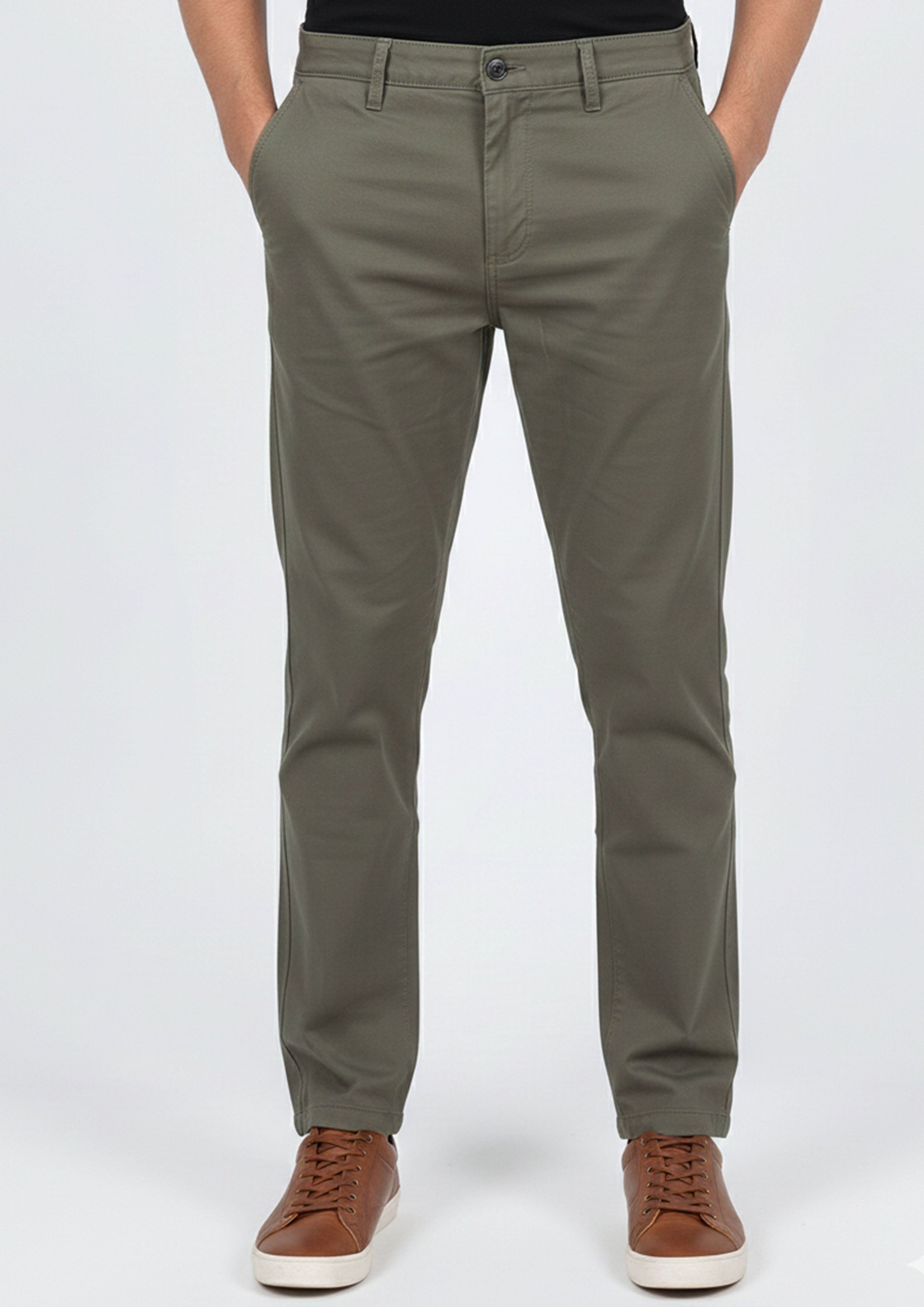 twill cotton Pants in Green