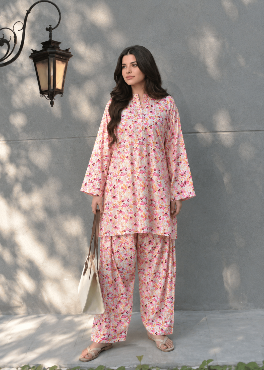 cotton Co Ord Sets in Mauve pink
