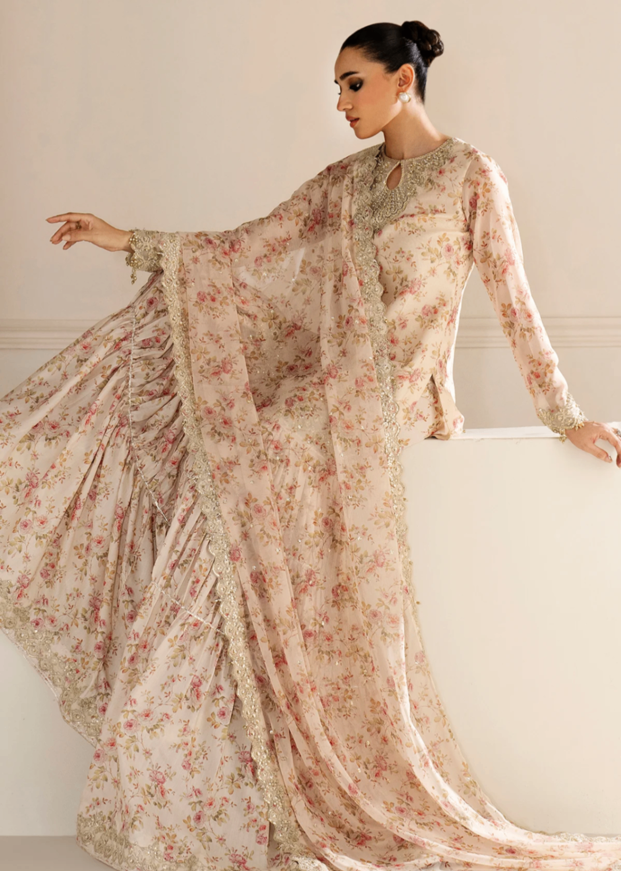 chiffon Unstitched in Pale pink