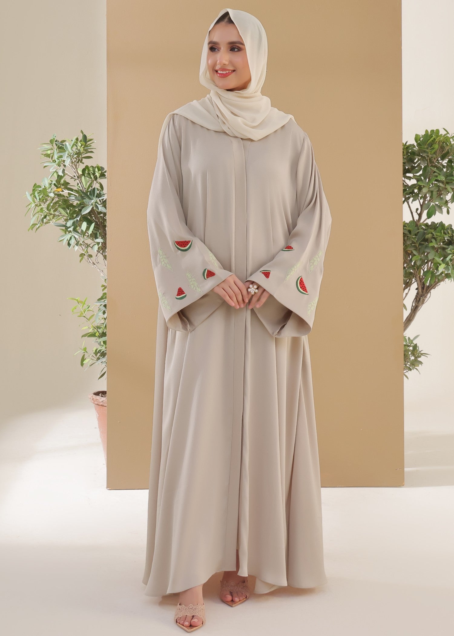 nidha Abaya in Pearl white