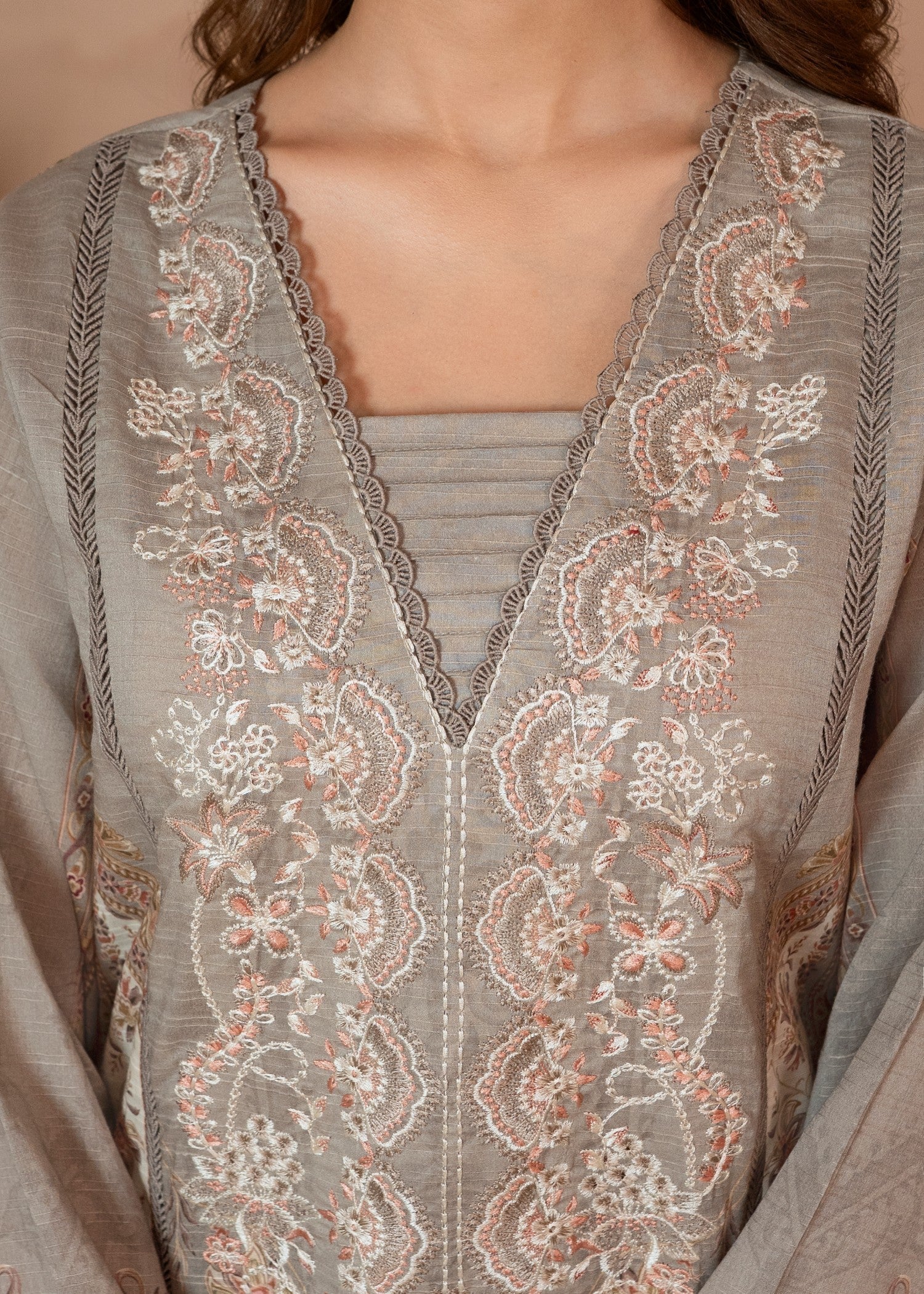 slub lawn Kurta Set in Battleship grey