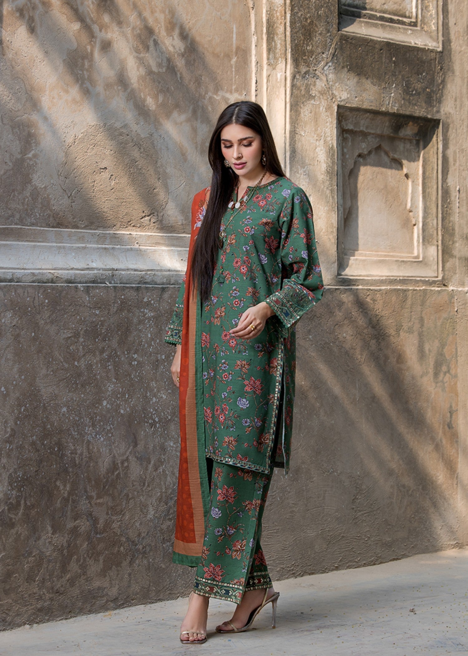 khaddar Kurta Set in Sea green