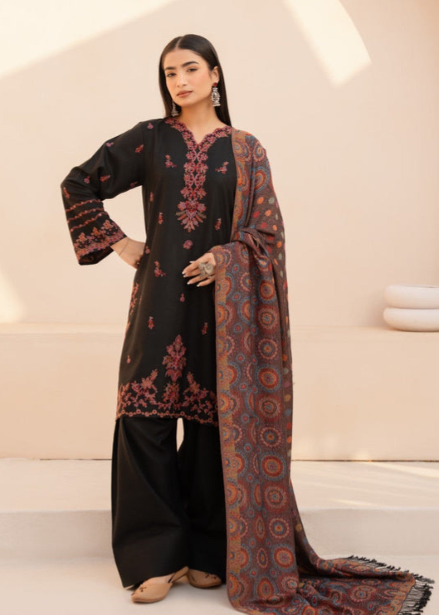 dhanak Kurta Set in Jet black