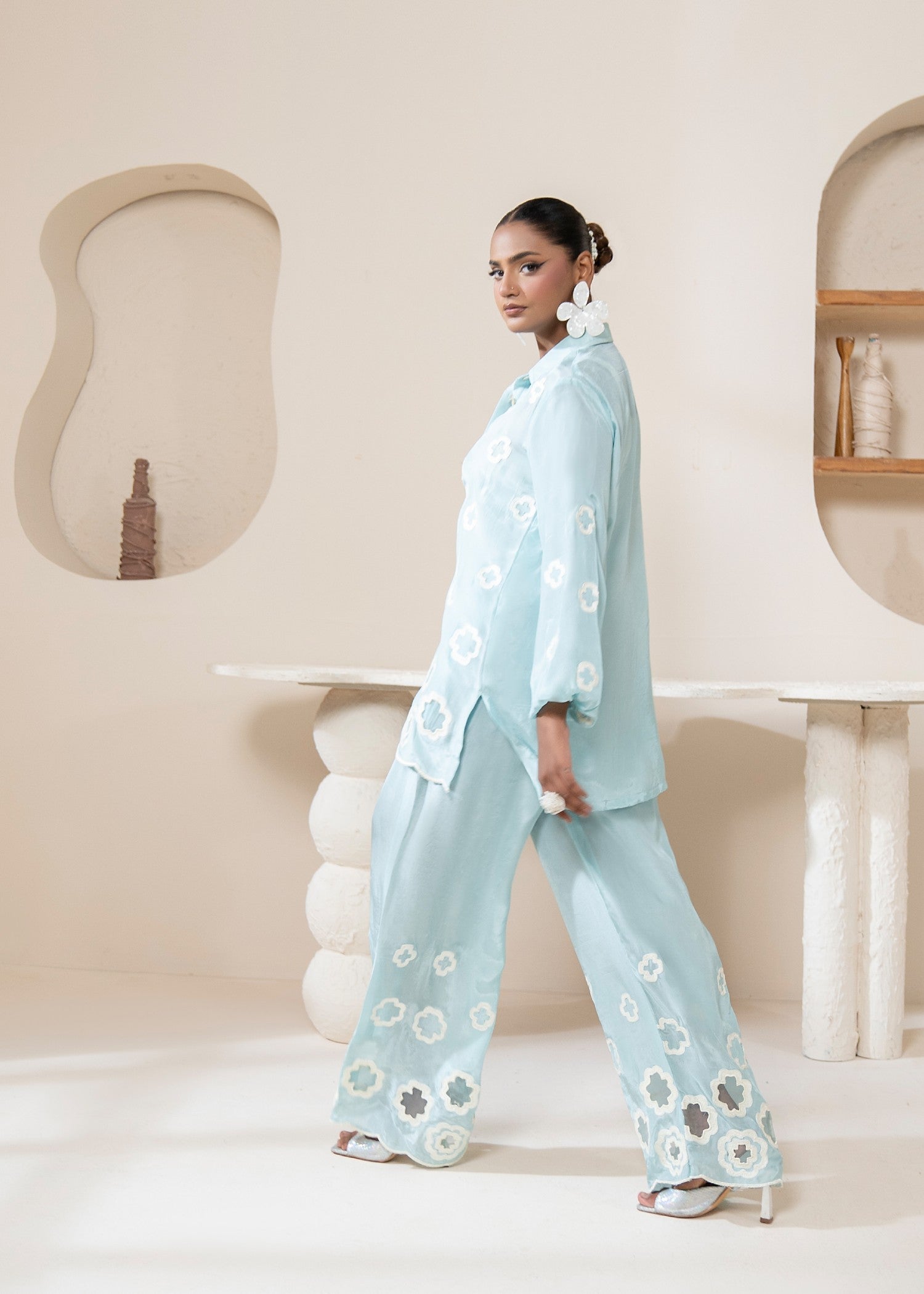 thai silk Co ord Sets in Powder blue