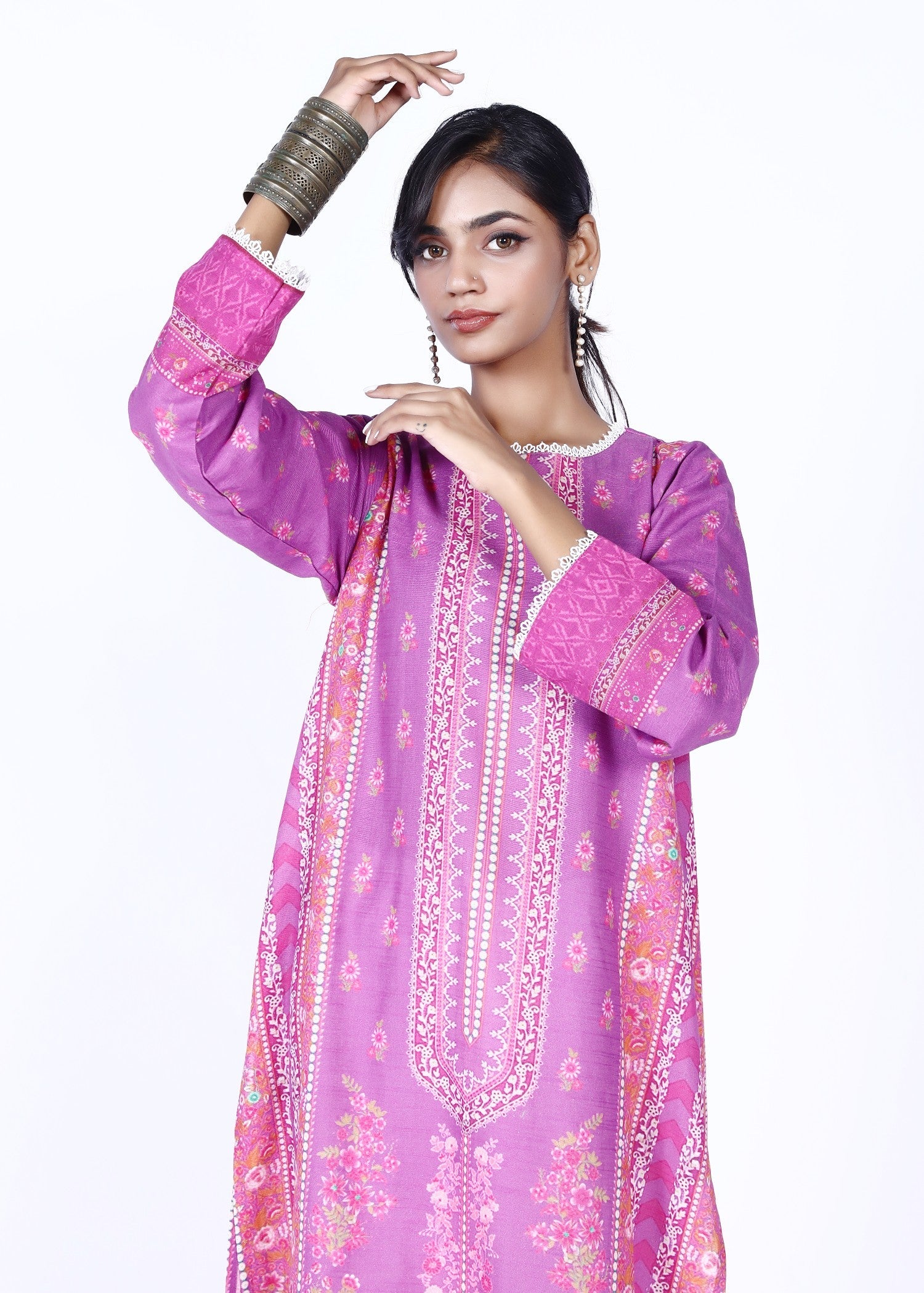 khaddar Kurti in Bubblegum pink