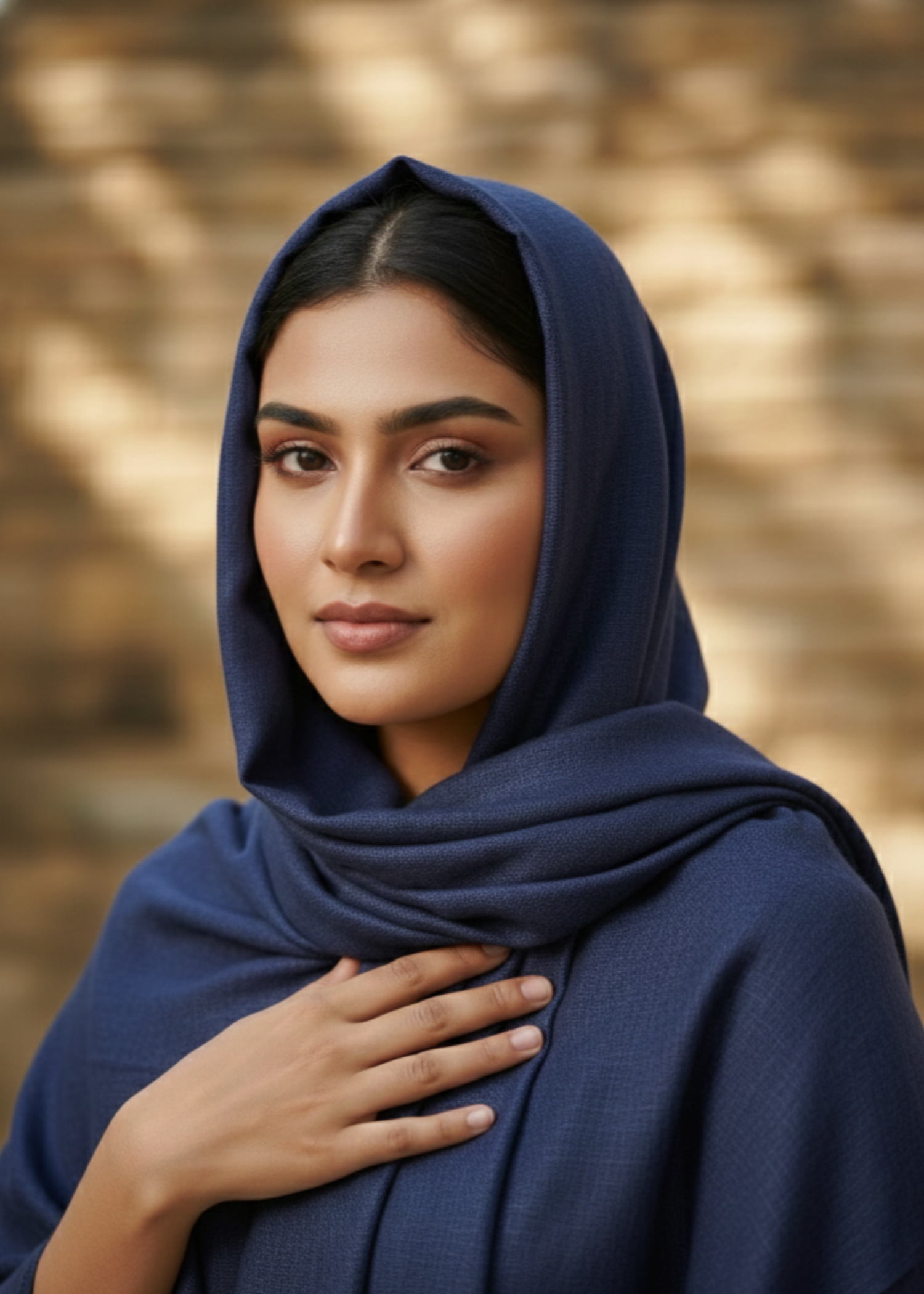 wool Hijab in Midnight blue