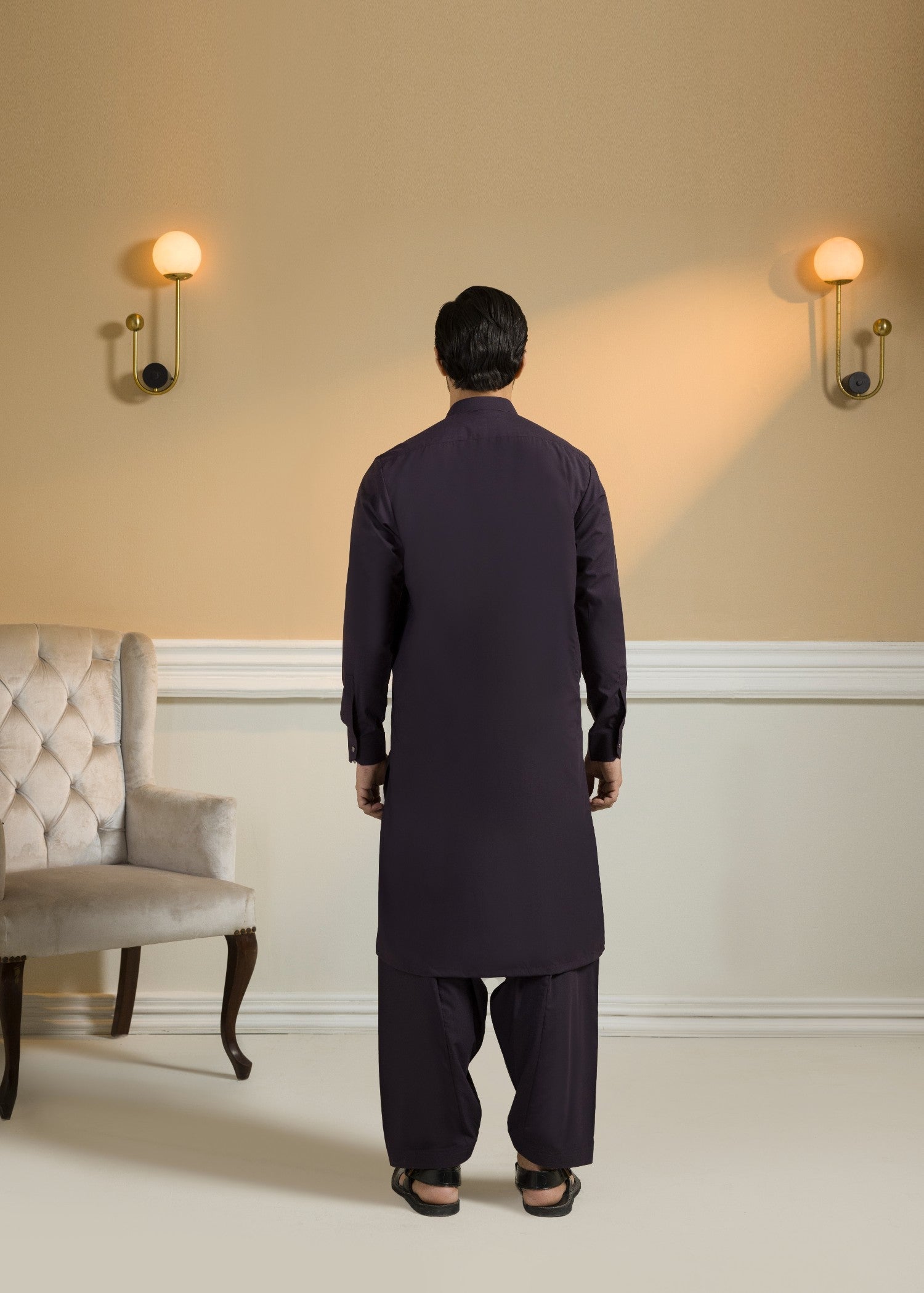 poly viscose Shalwar Kameez in Deep purple
