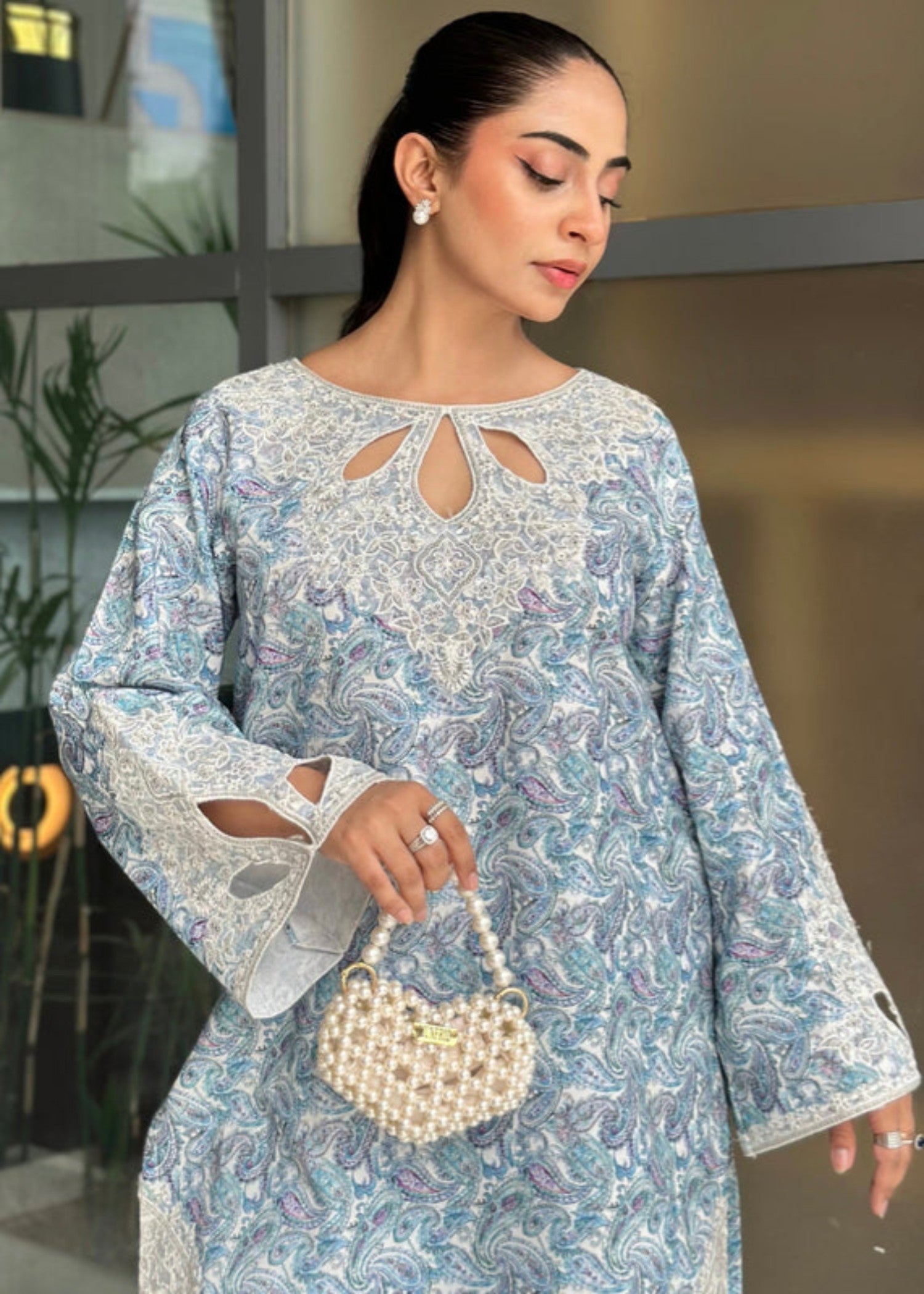 cambric cotton Co Ord Sets in Sky blue