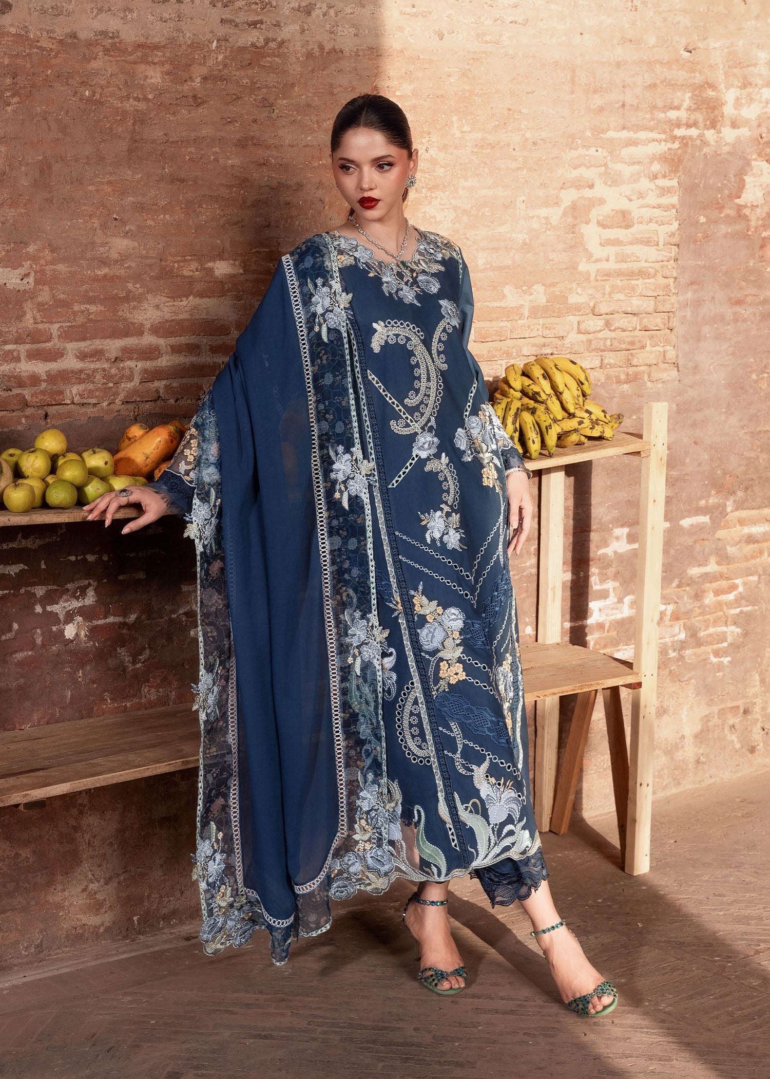 lawn Kurta Set in Blue