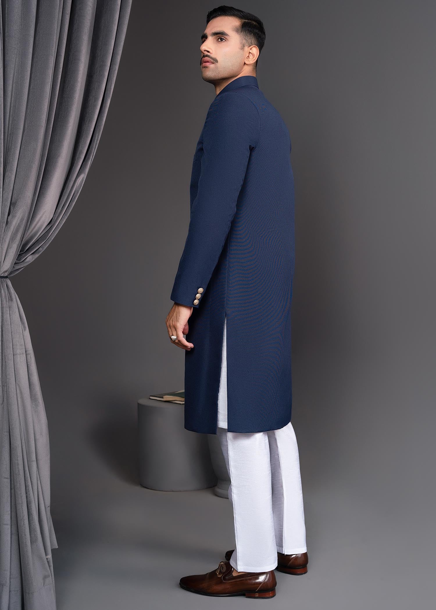 terry Sherwani in Blue by Dress Designers