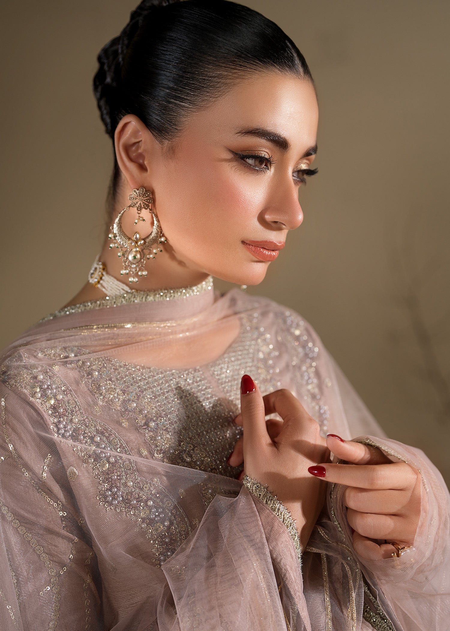 raw silk Kurta Set in Lilac