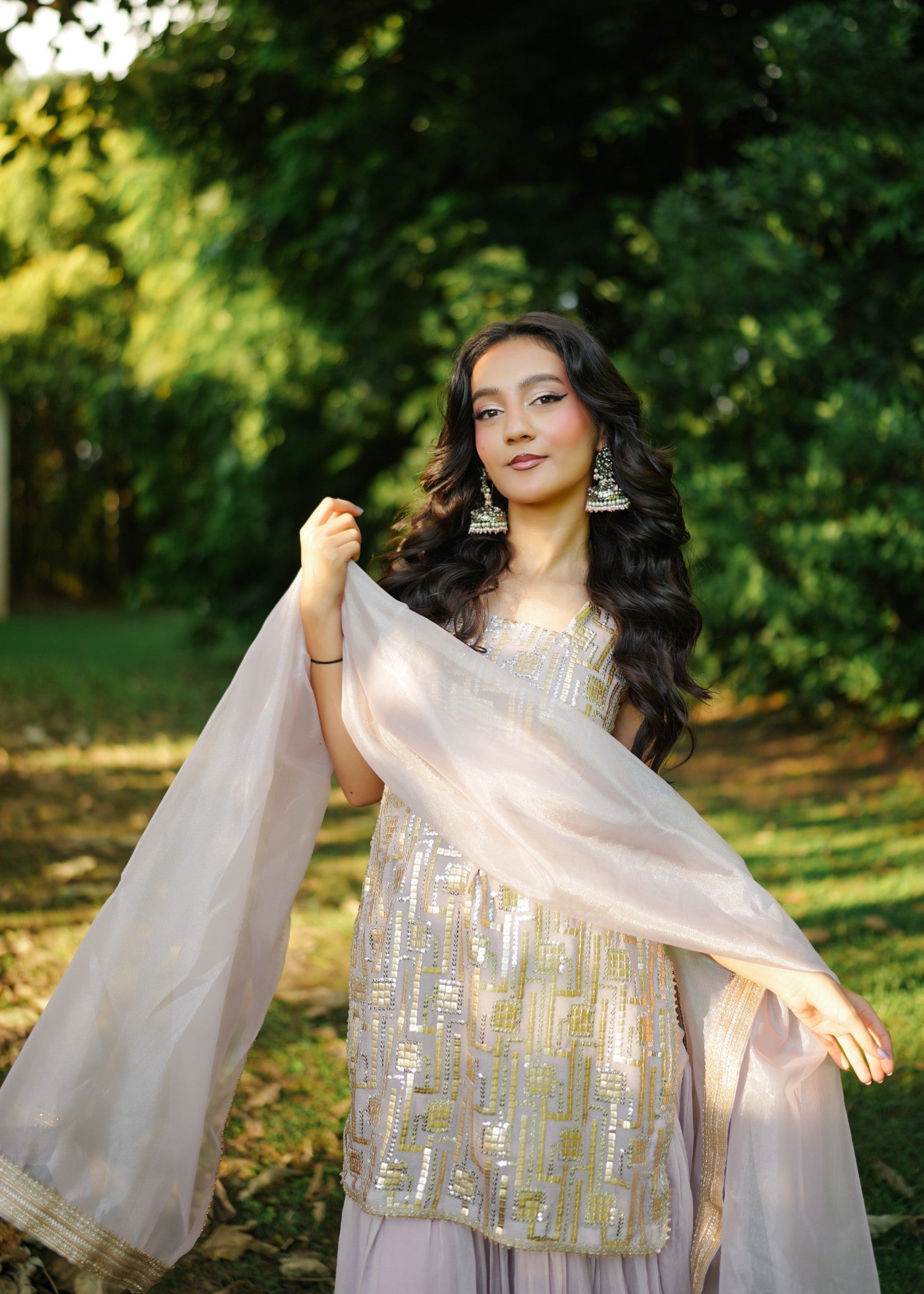 organza Sharara in Thistle