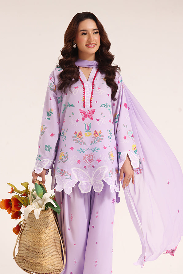 swiss lawn Kurta Set in Lilac