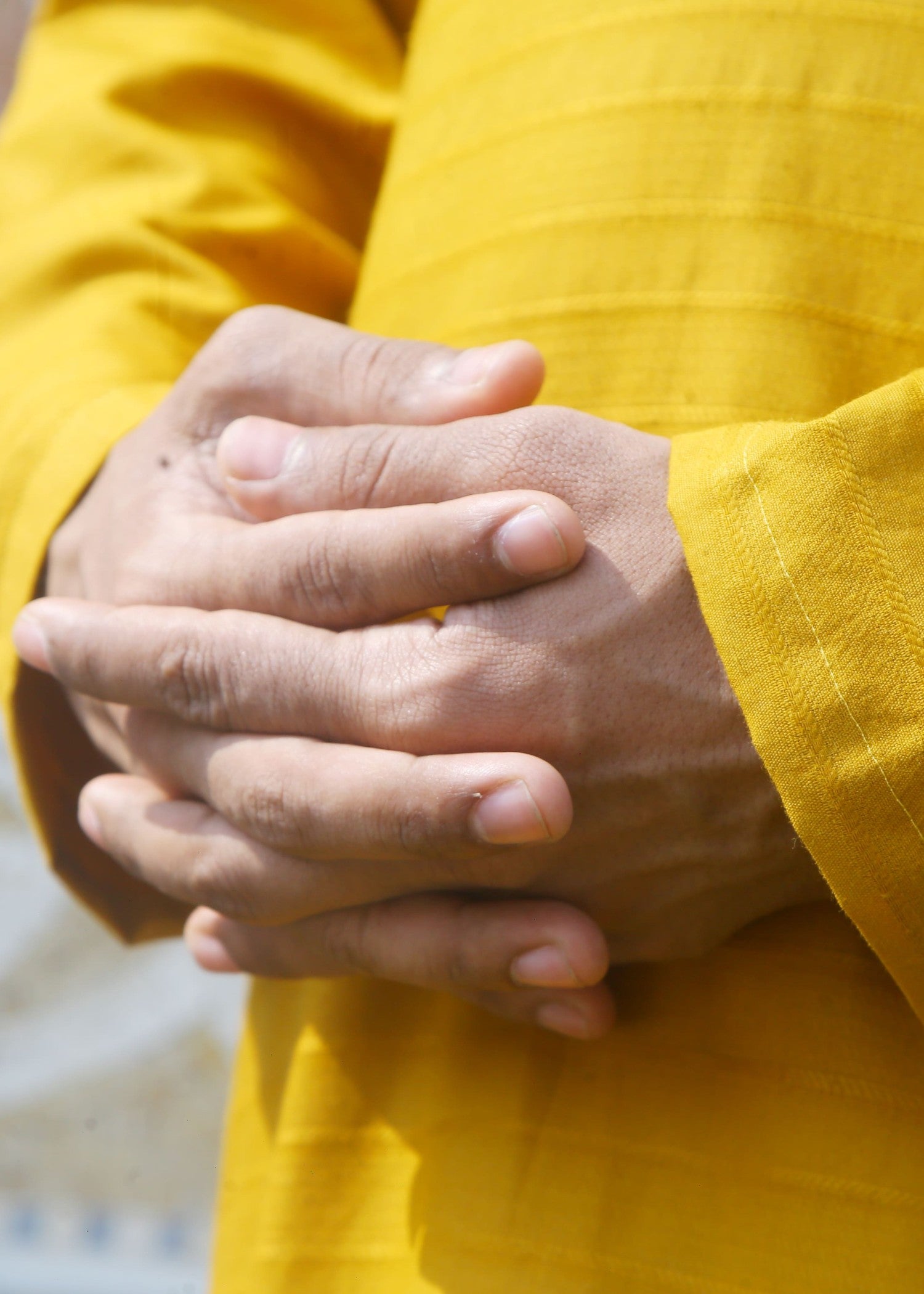cotton jacquard Kurta in Mustard