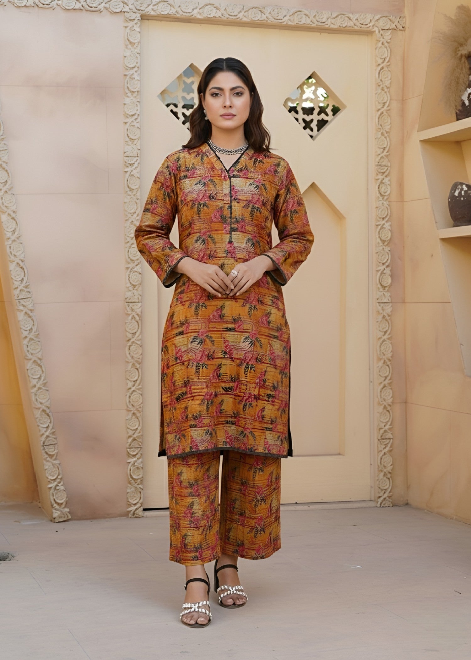 cambric Co Ord Sets in Yellow-orange