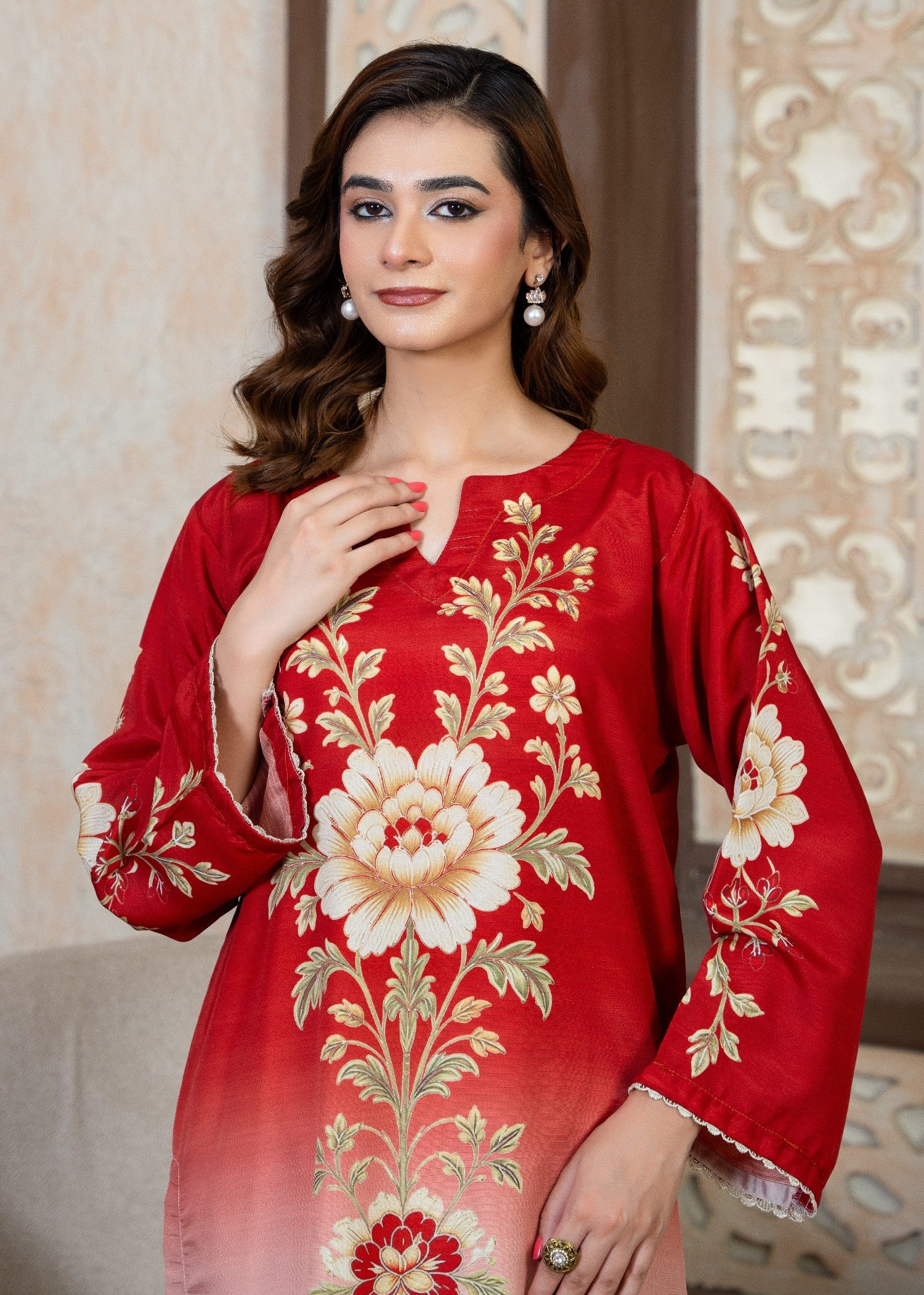 poly viscose Co Ord Sets in Red