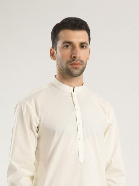 cotton Kurta Set in Off-white by Muraqsh