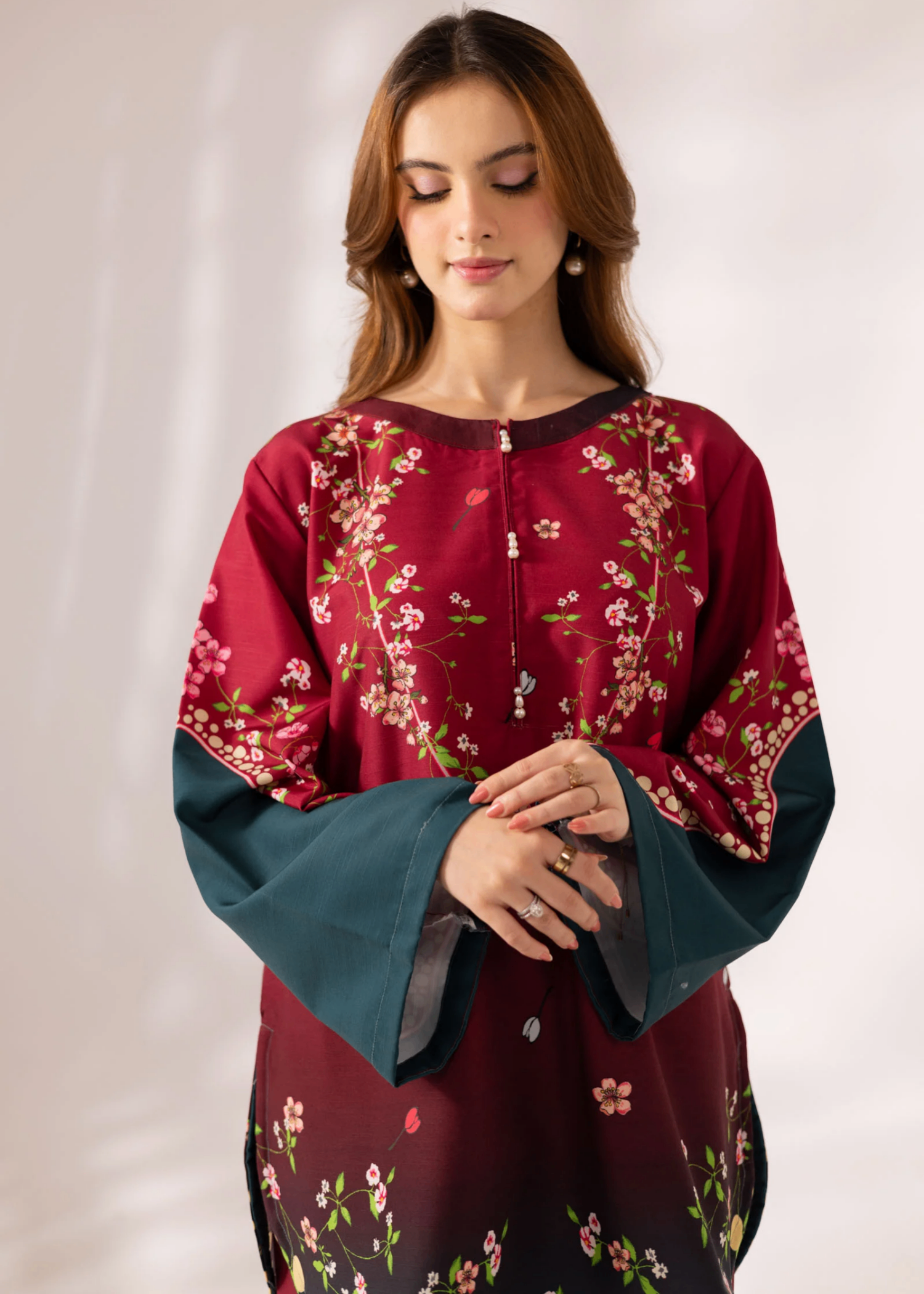 blended khaddar Kurta Set in Multi