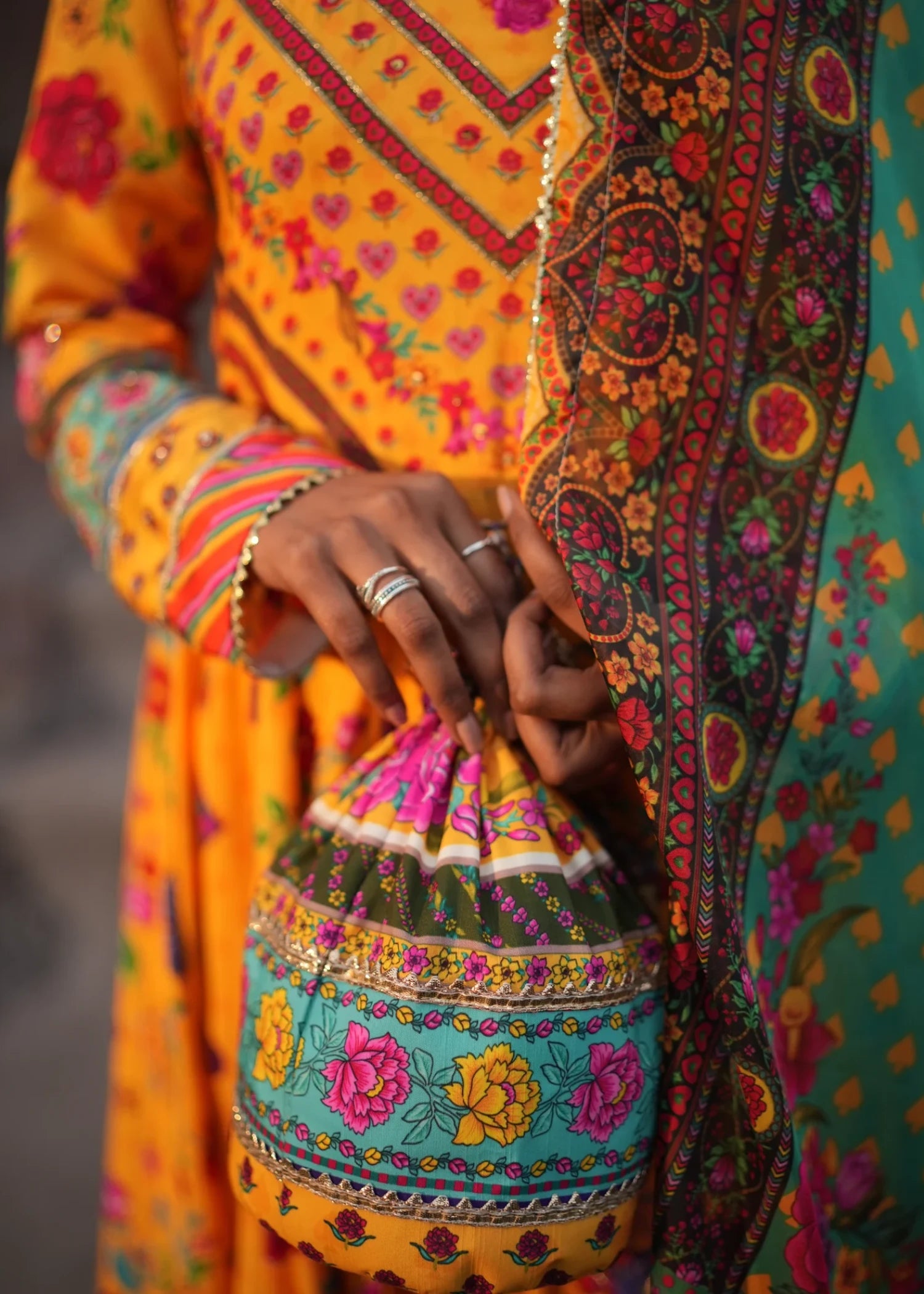 raw silk Unstitched in Mari gold