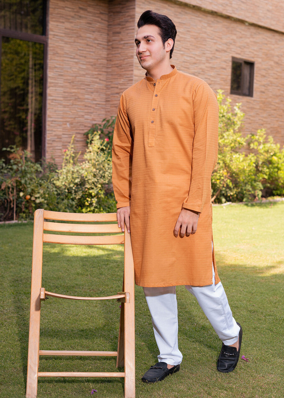 wash & wear Kurta Set in Marmalade orange