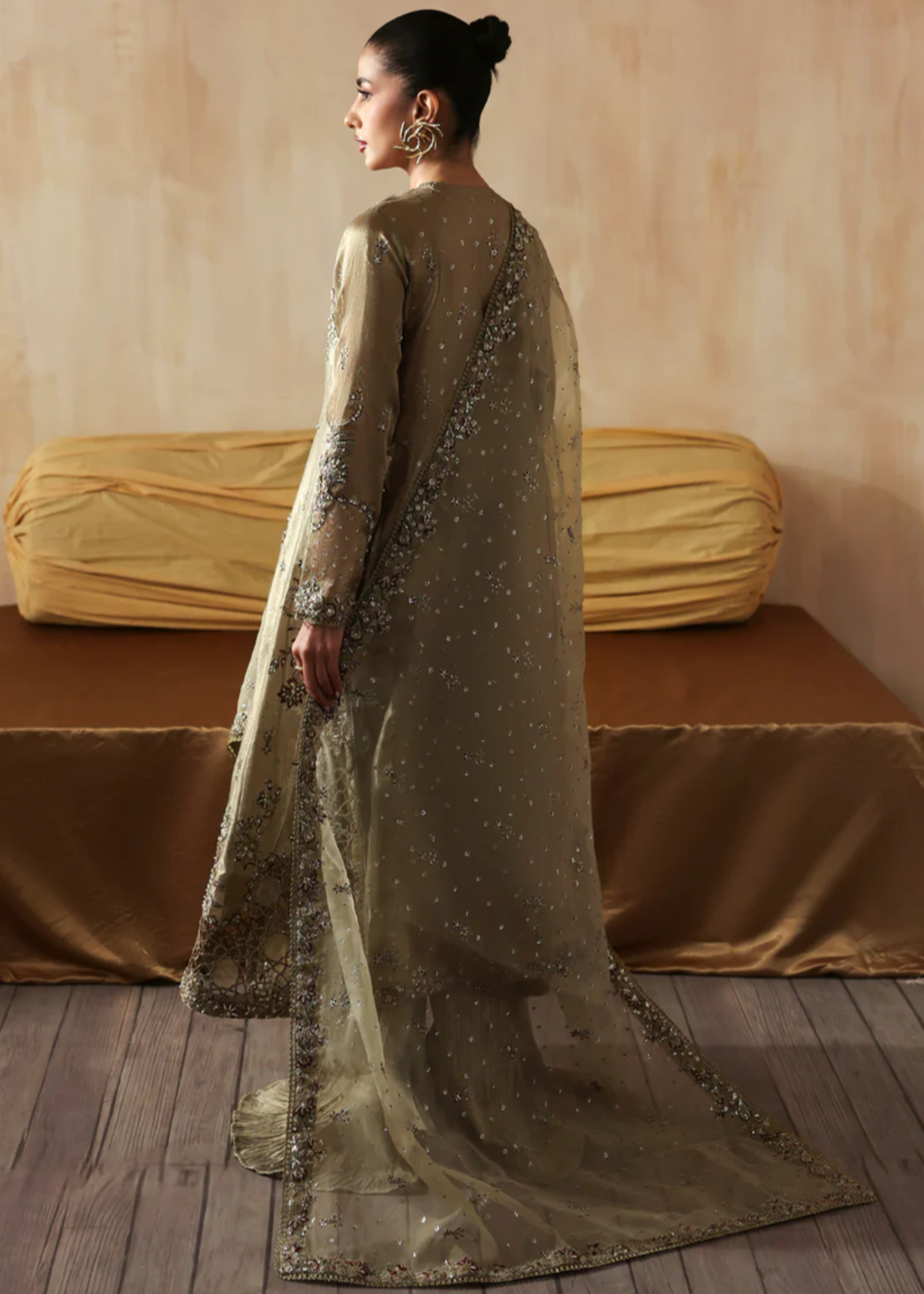indian tissue Unstitched in Sage green