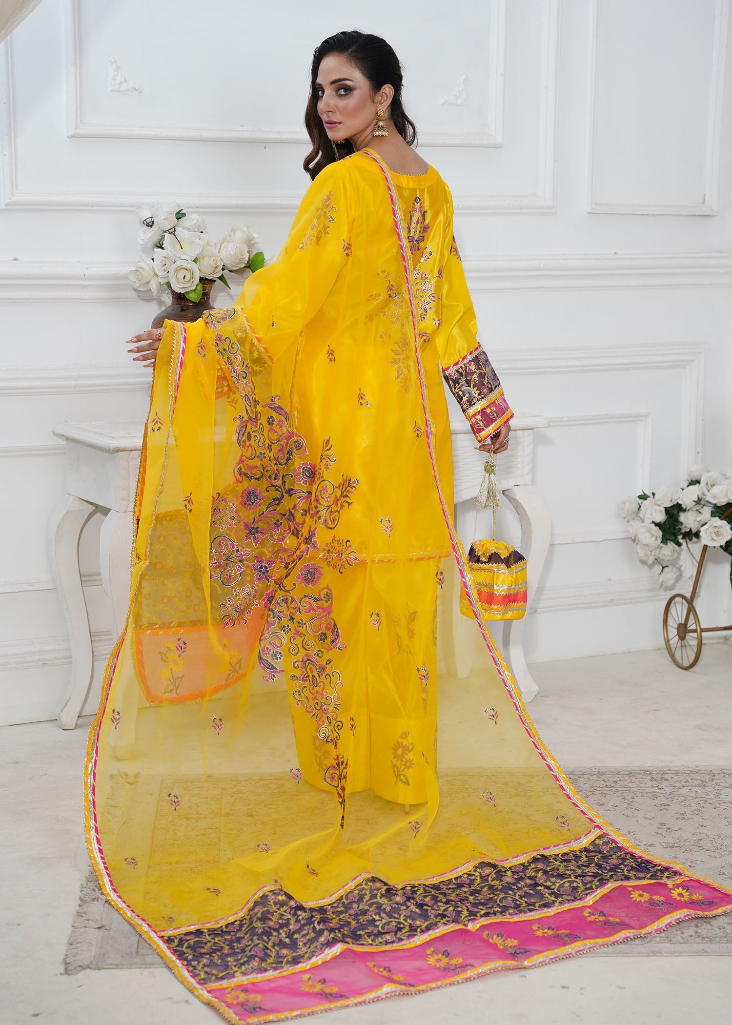 kattan silk Kurta Set in Yellow