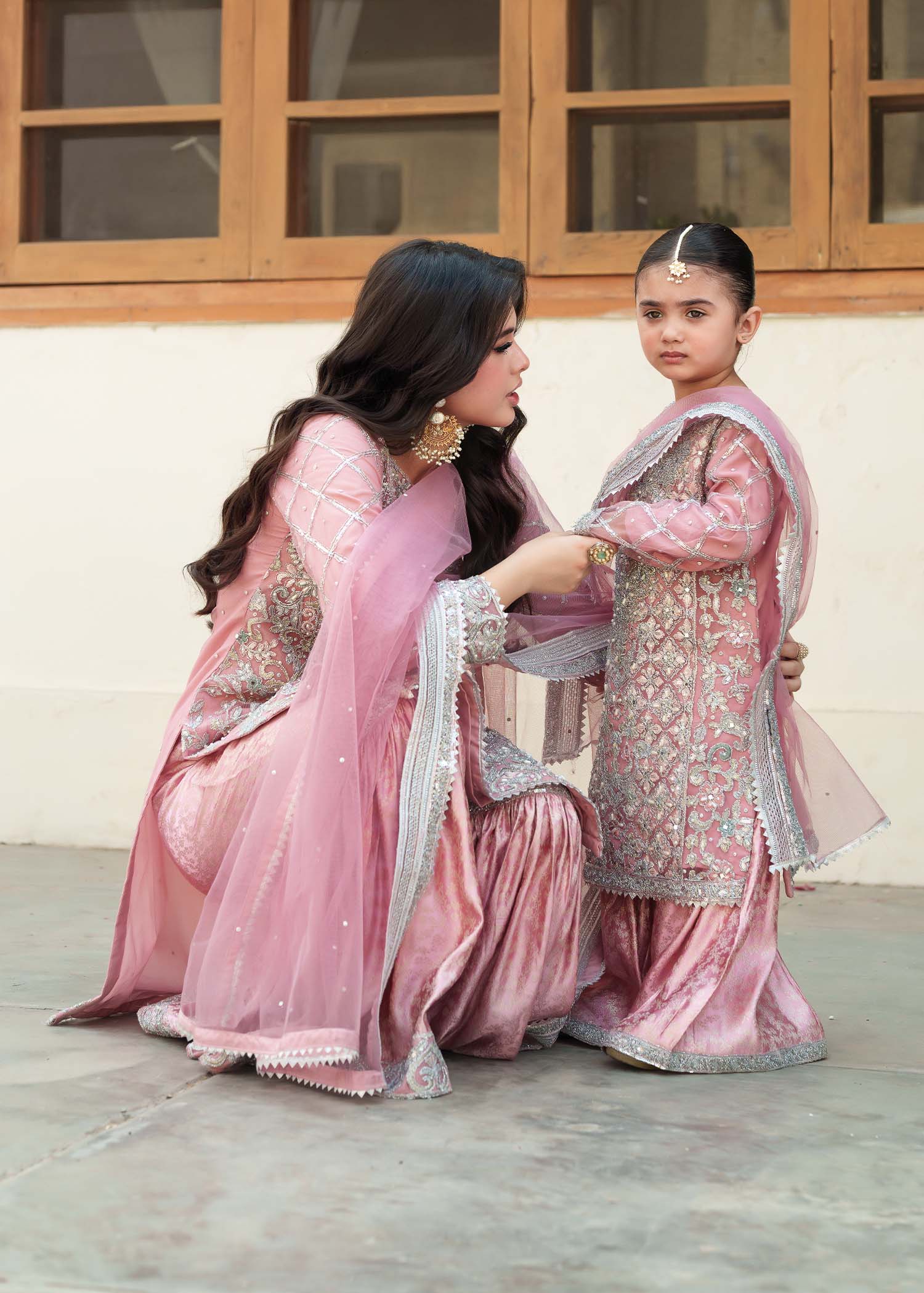 chiffon Gharara in Pink