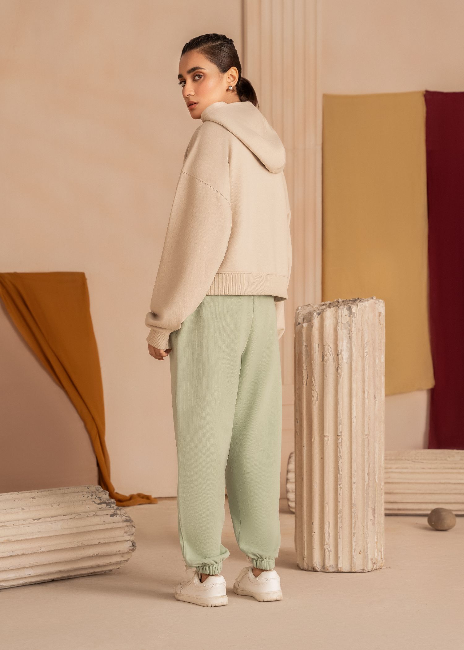 fleece Hoodie in Beige