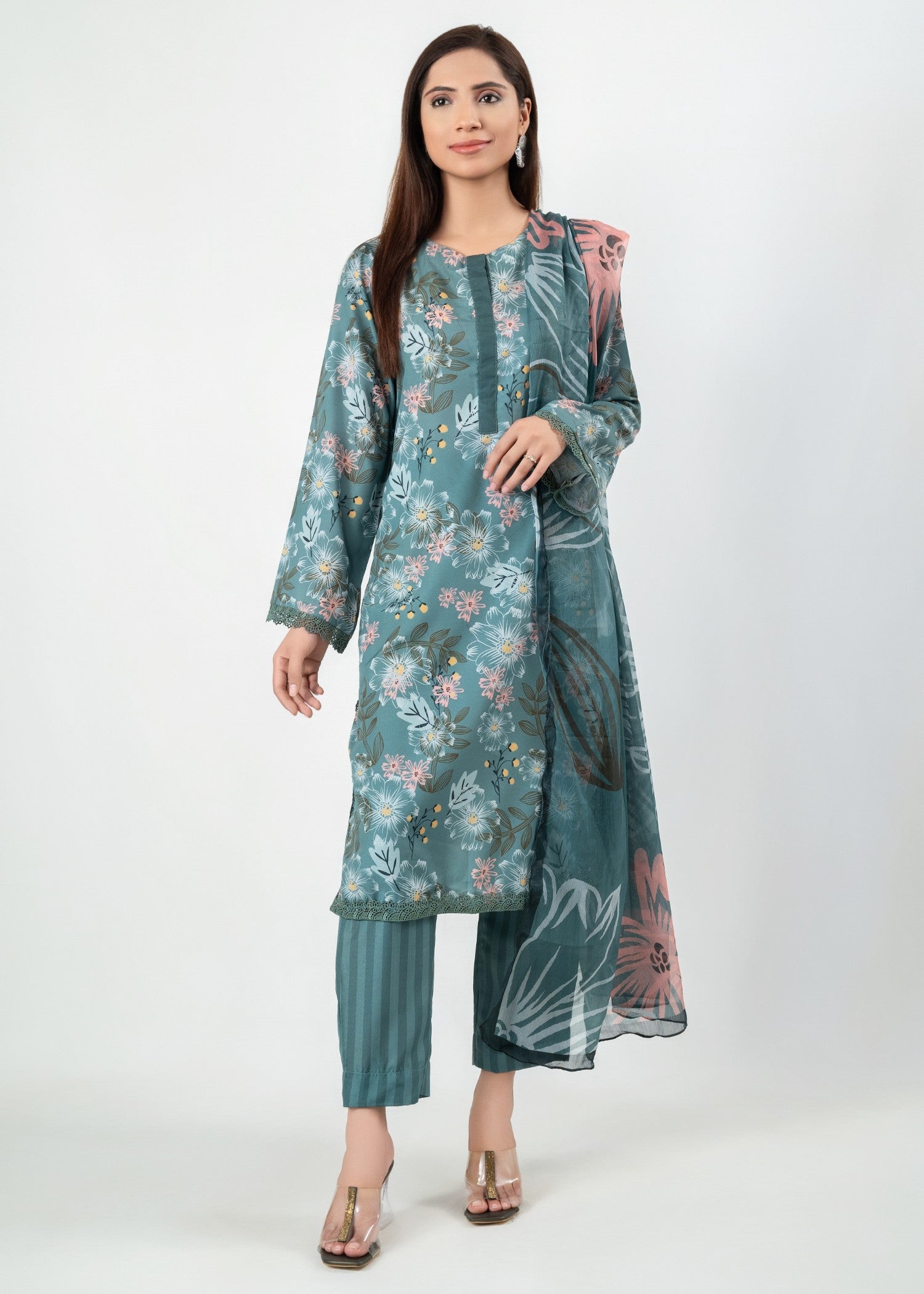 satin Unstitched in Sea green