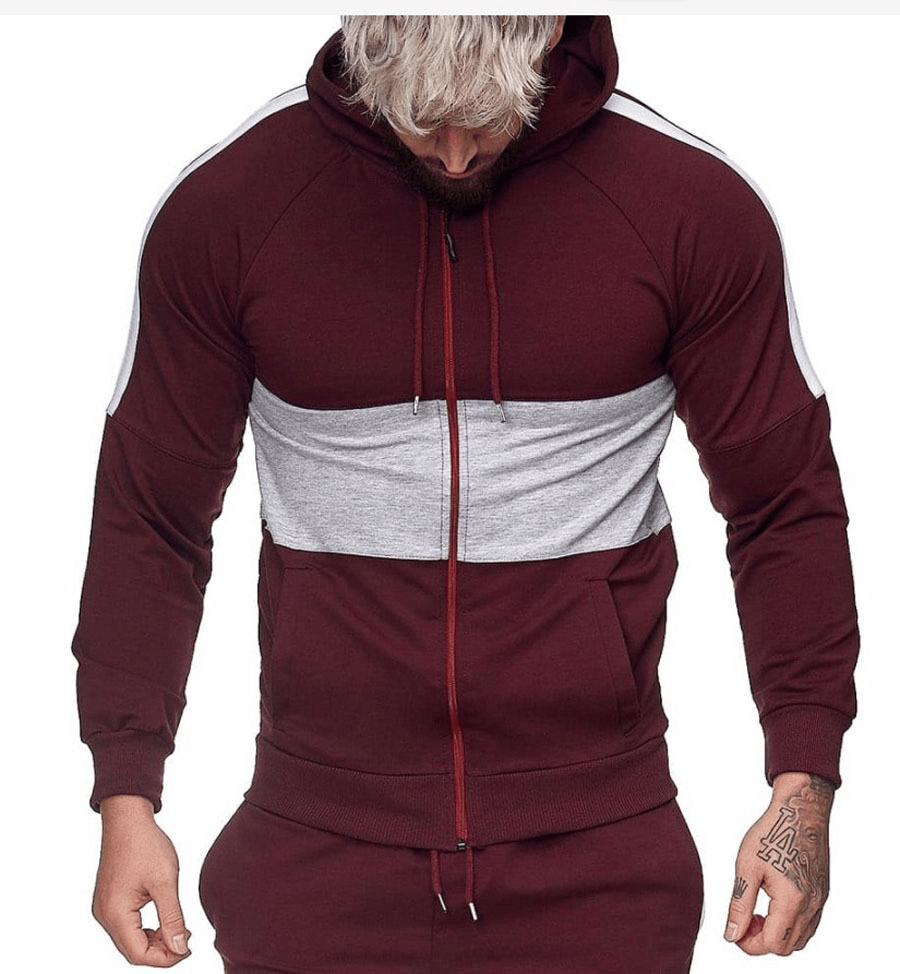 Men'S Slim Sports Cardigan Sweater Color Block Fashion Casual Jacket Tops