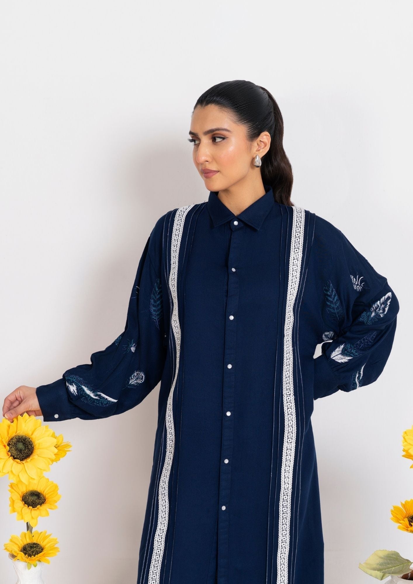 silk karandi Kurta Set in Navy blue