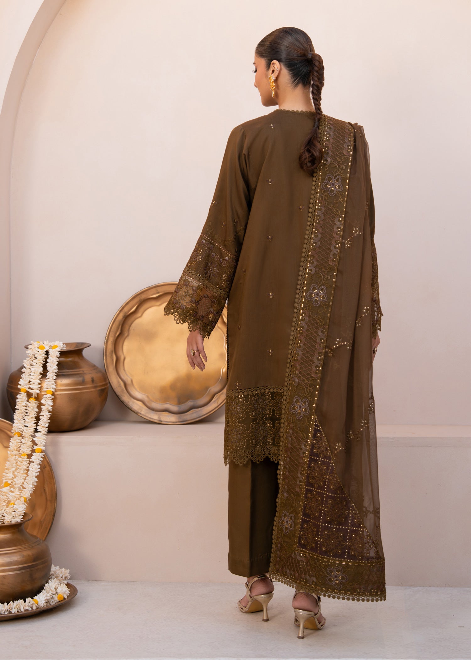 viscose Unstitched in Coffee brown