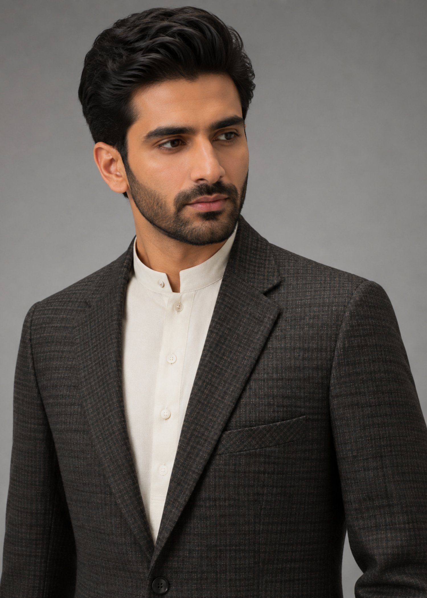 wool Blazer in Dark brown, black