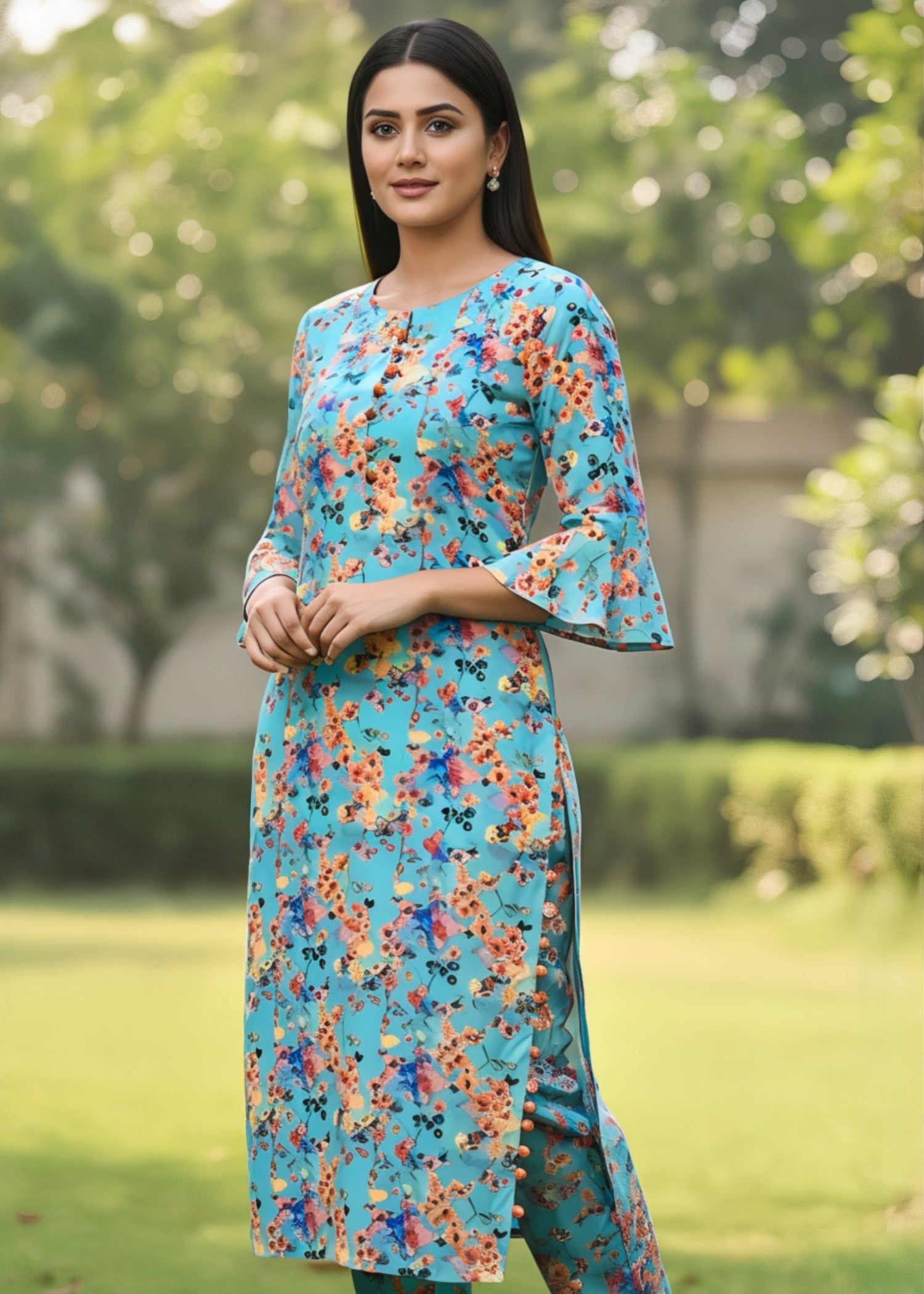 cotton Co Ord Sets in Multi, baby blue