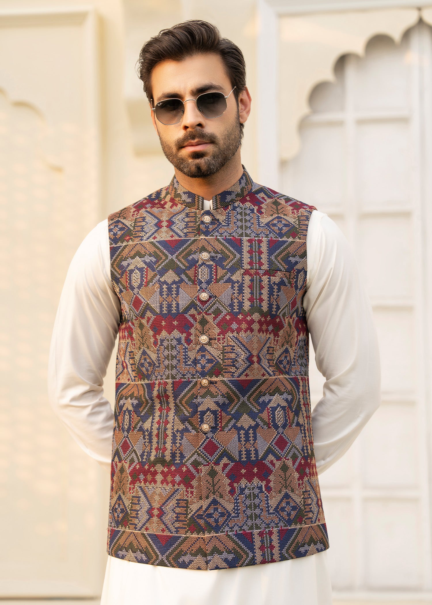 blended kattan silk Waistcoat in Multi